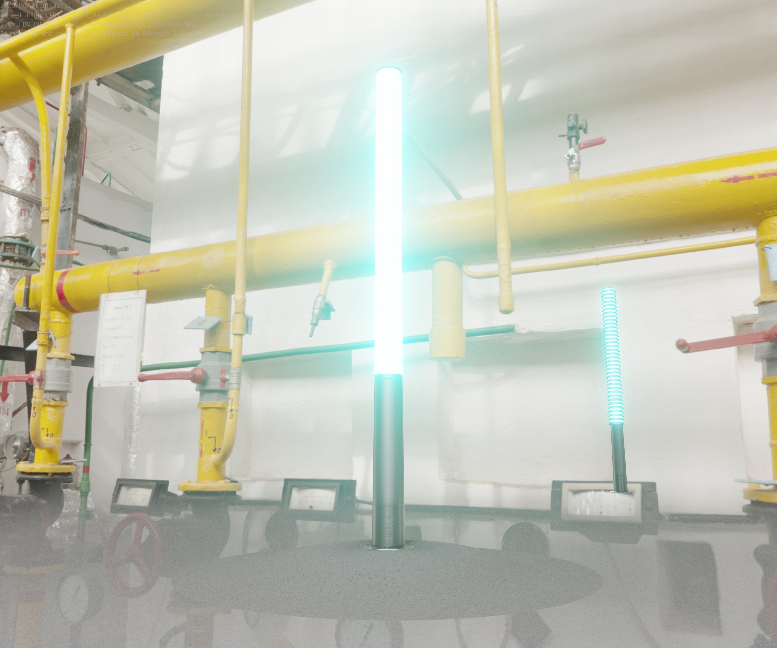 Low-Poly Basic Light Column 13 - Street Light Set-9 Low-poly 3D model_43