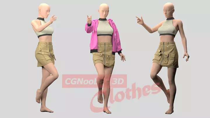 Women Mini Skirt and Sport Bra - 35 Marvelous Designer and Clo3D 3D model