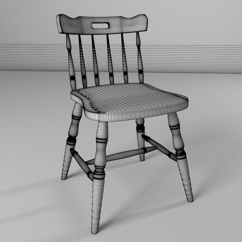 Modern Woodend Char 3D model_2