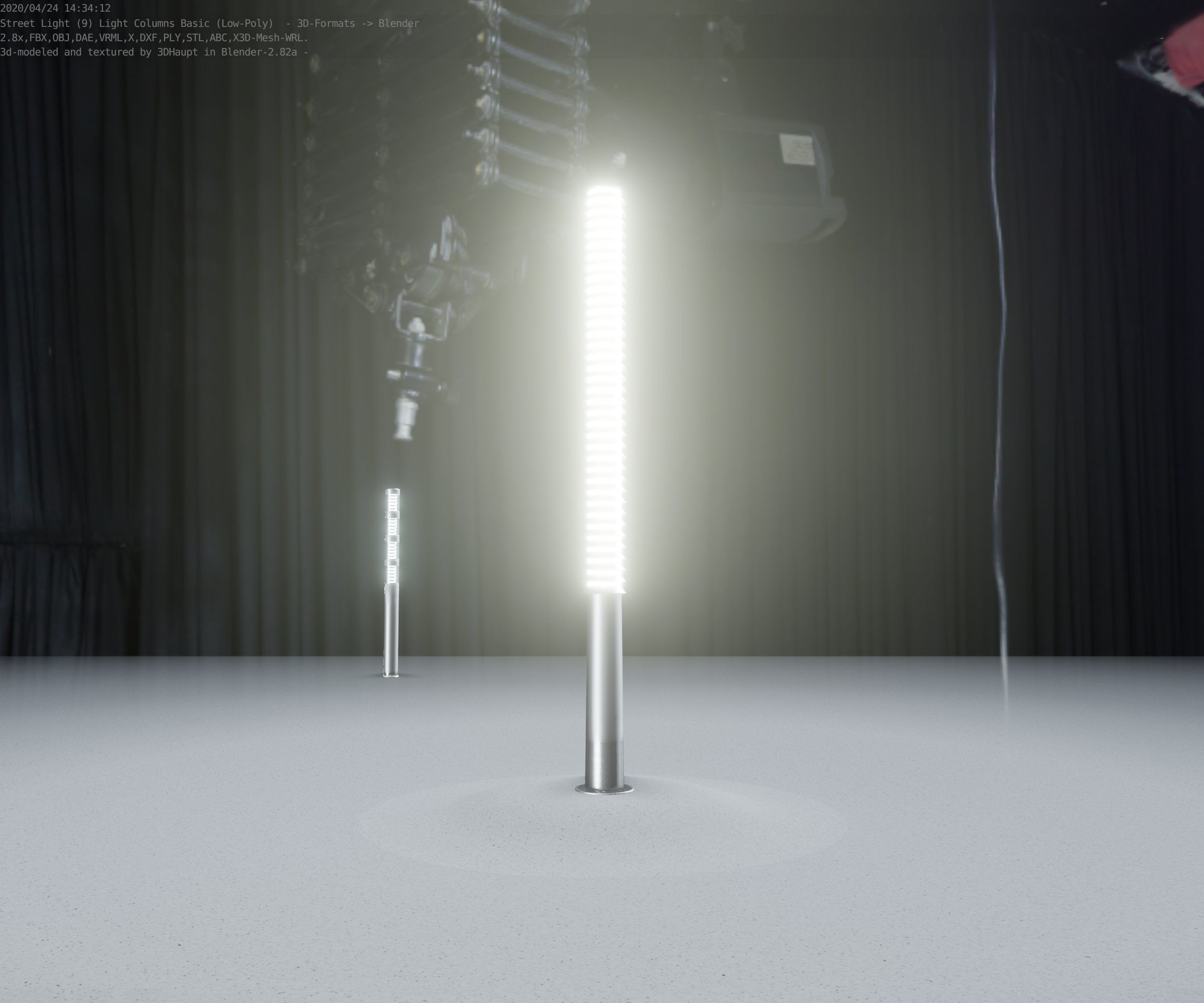 Low-Poly Basic Light Column 14 - Street Light Set-9 Low-poly 3D model_42
