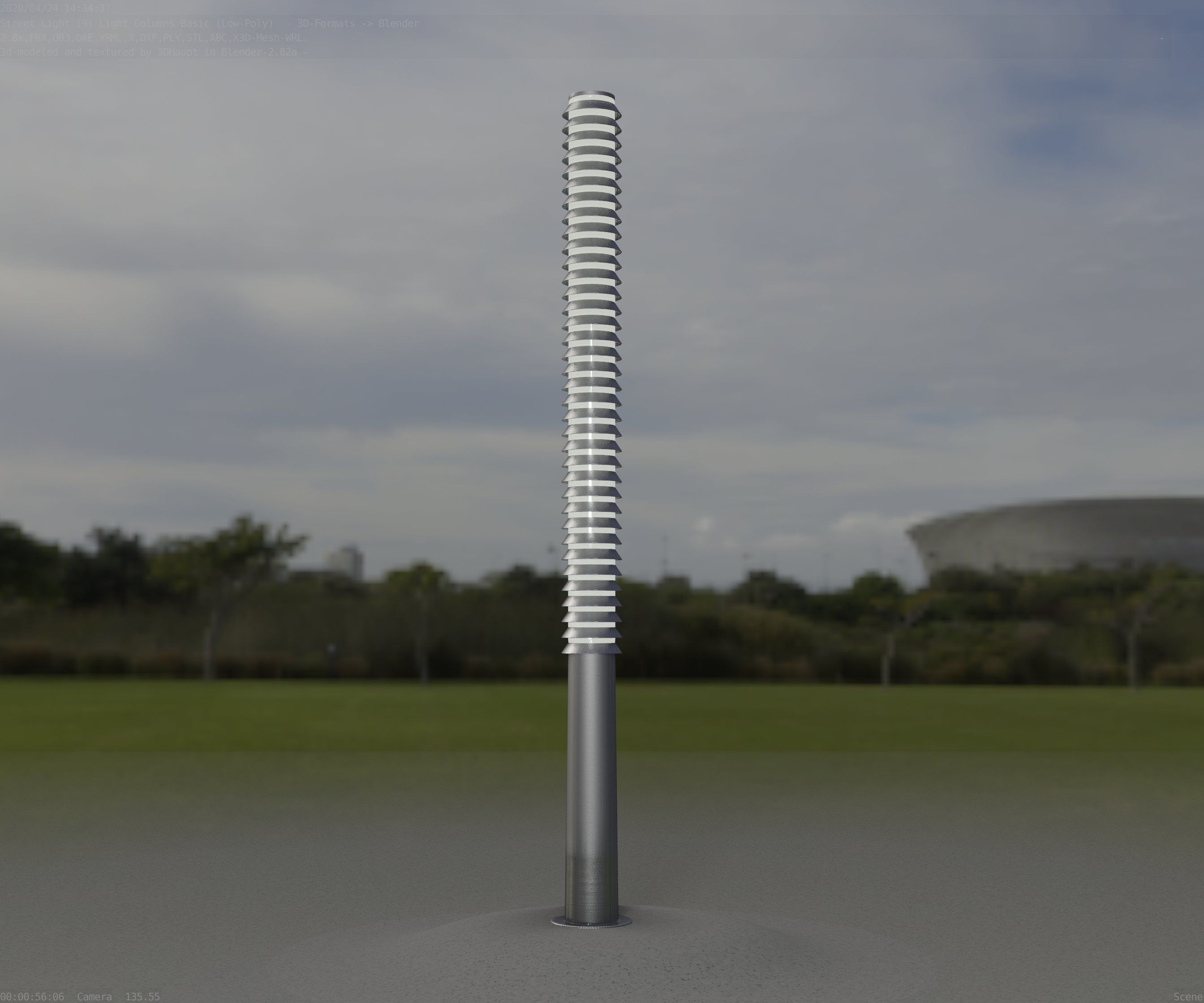 Low-Poly Basic Light Column 14 - Street Light Set-9 Low-poly 3D model_59