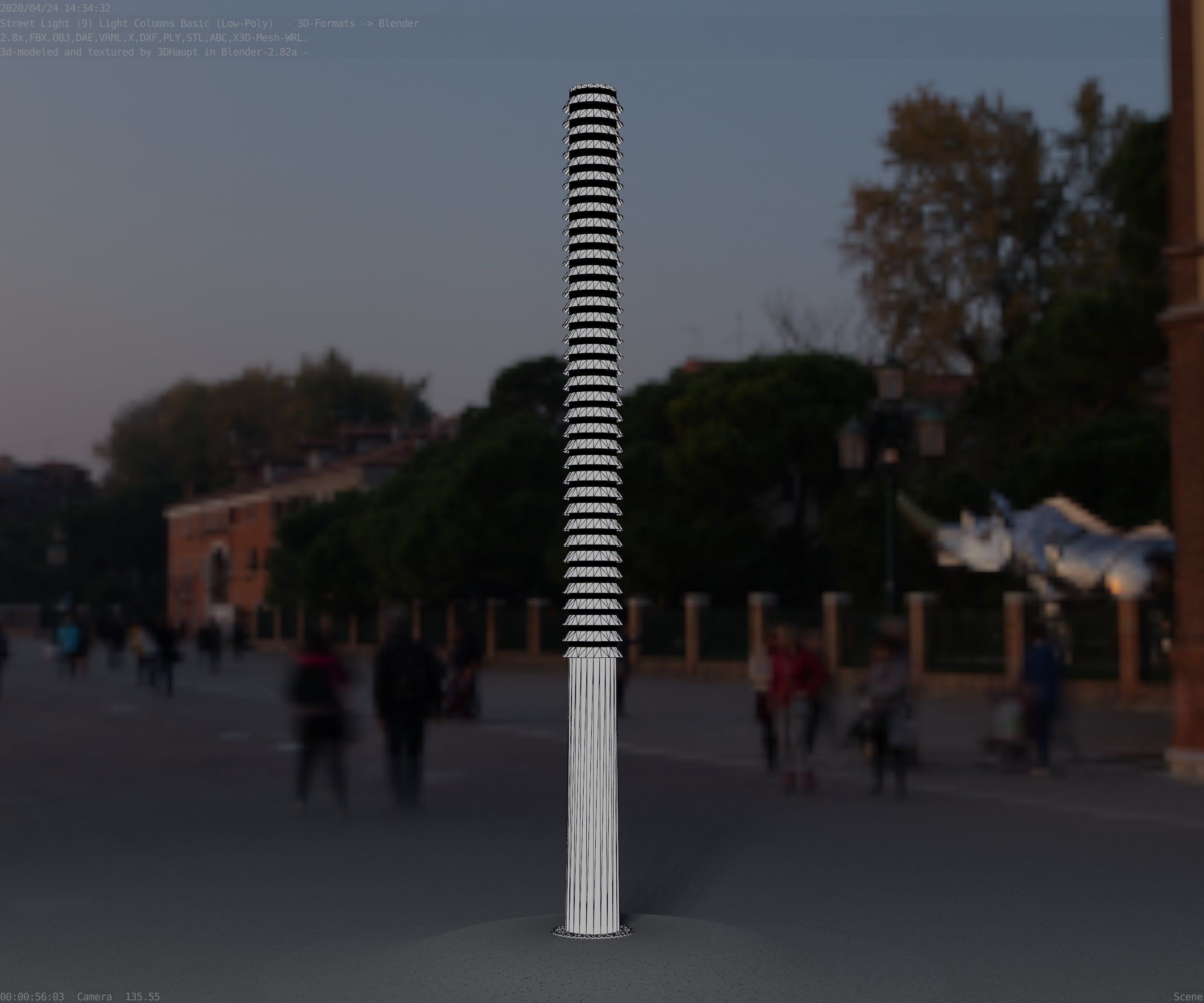 Low-Poly Basic Light Column 14 - Street Light Set-9 Low-poly 3D model_56