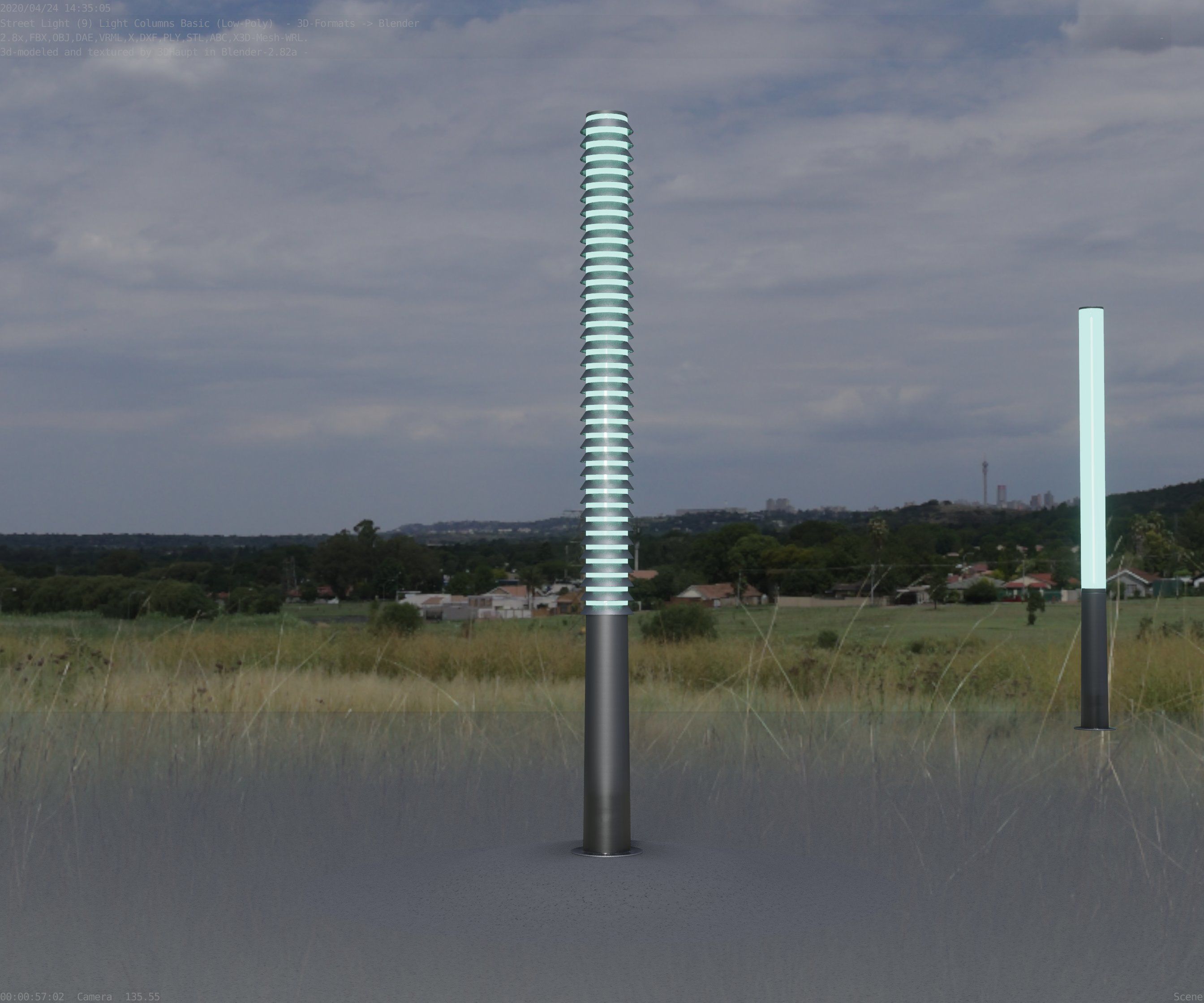 Low-Poly Basic Light Column 14 - Street Light Set-9 Low-poly 3D model_1