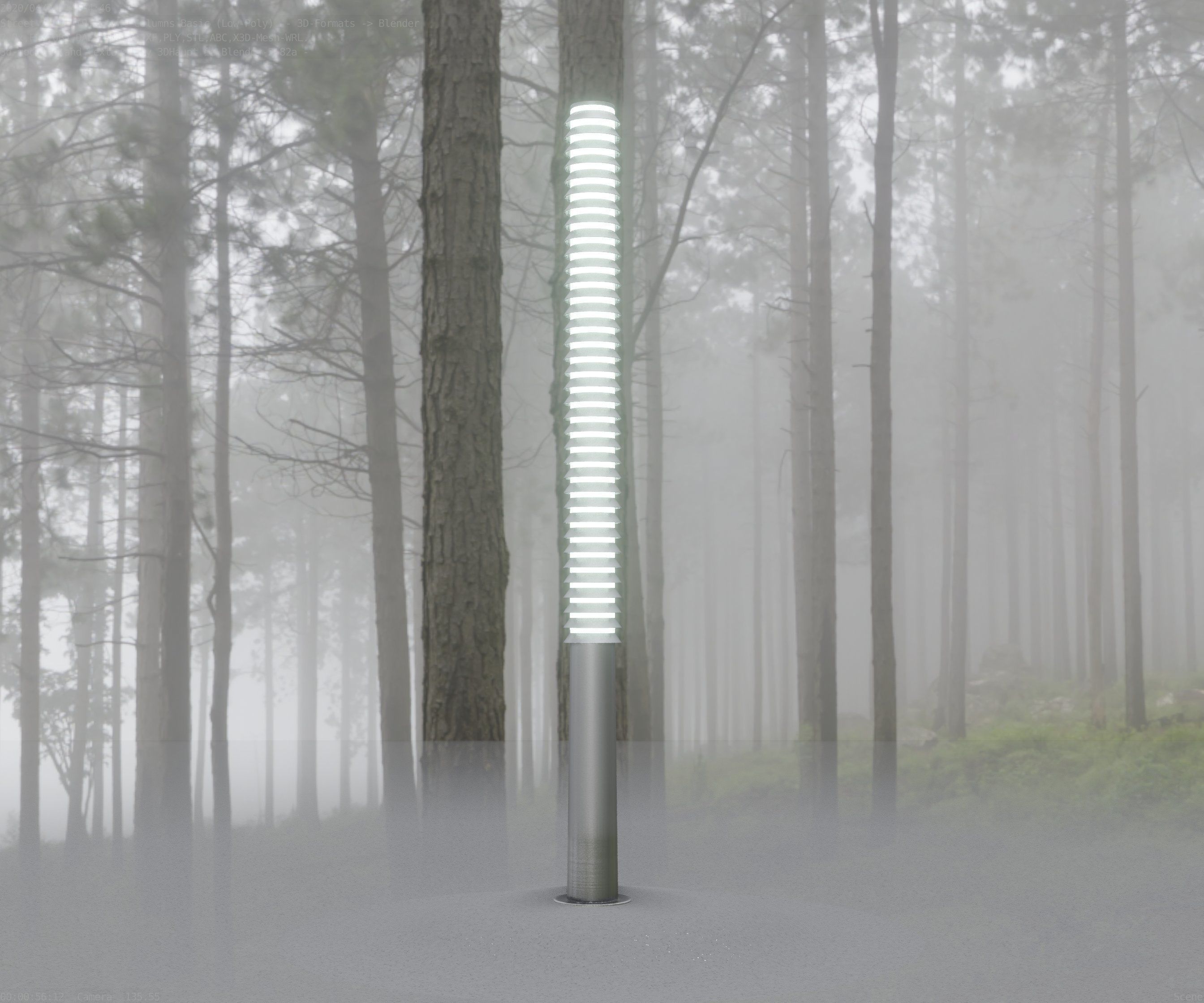 Low-Poly Basic Light Column 14 - Street Light Set-9 Low-poly 3D model_65