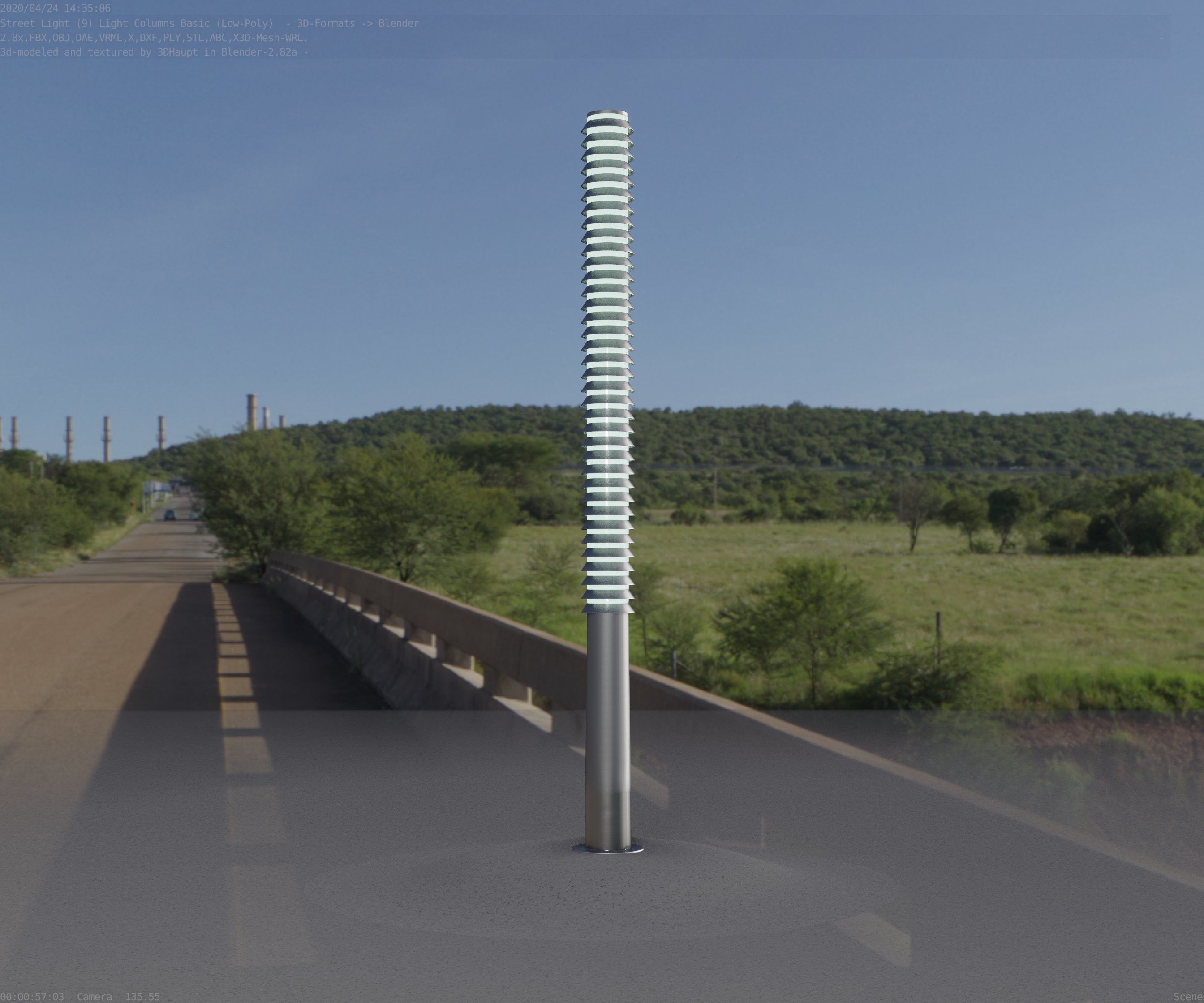Low-Poly Basic Light Column 14 - Street Light Set-9 Low-poly 3D model_4