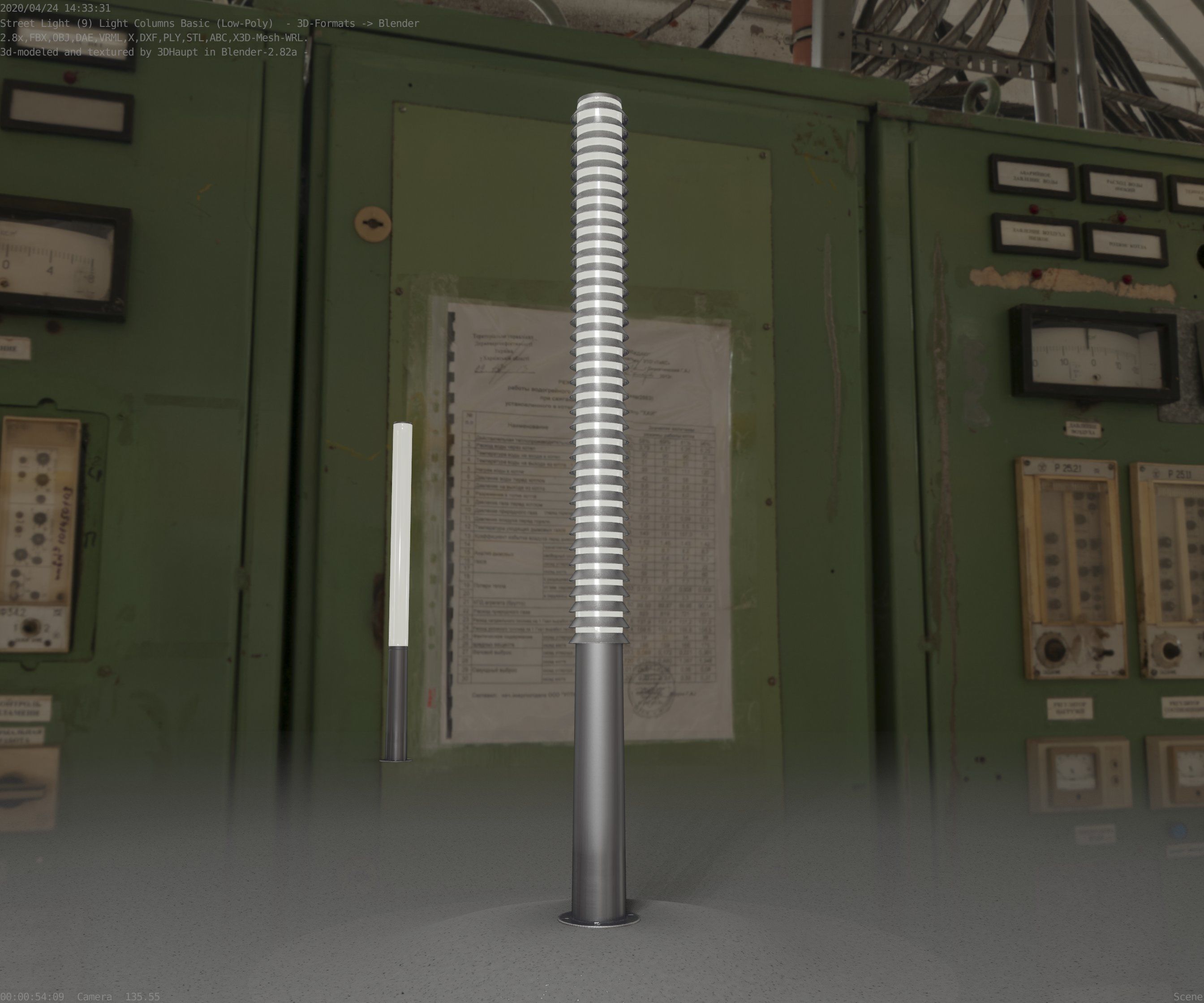 Low-Poly Basic Light Column 14 - Street Light Set-9 Low-poly 3D model_16