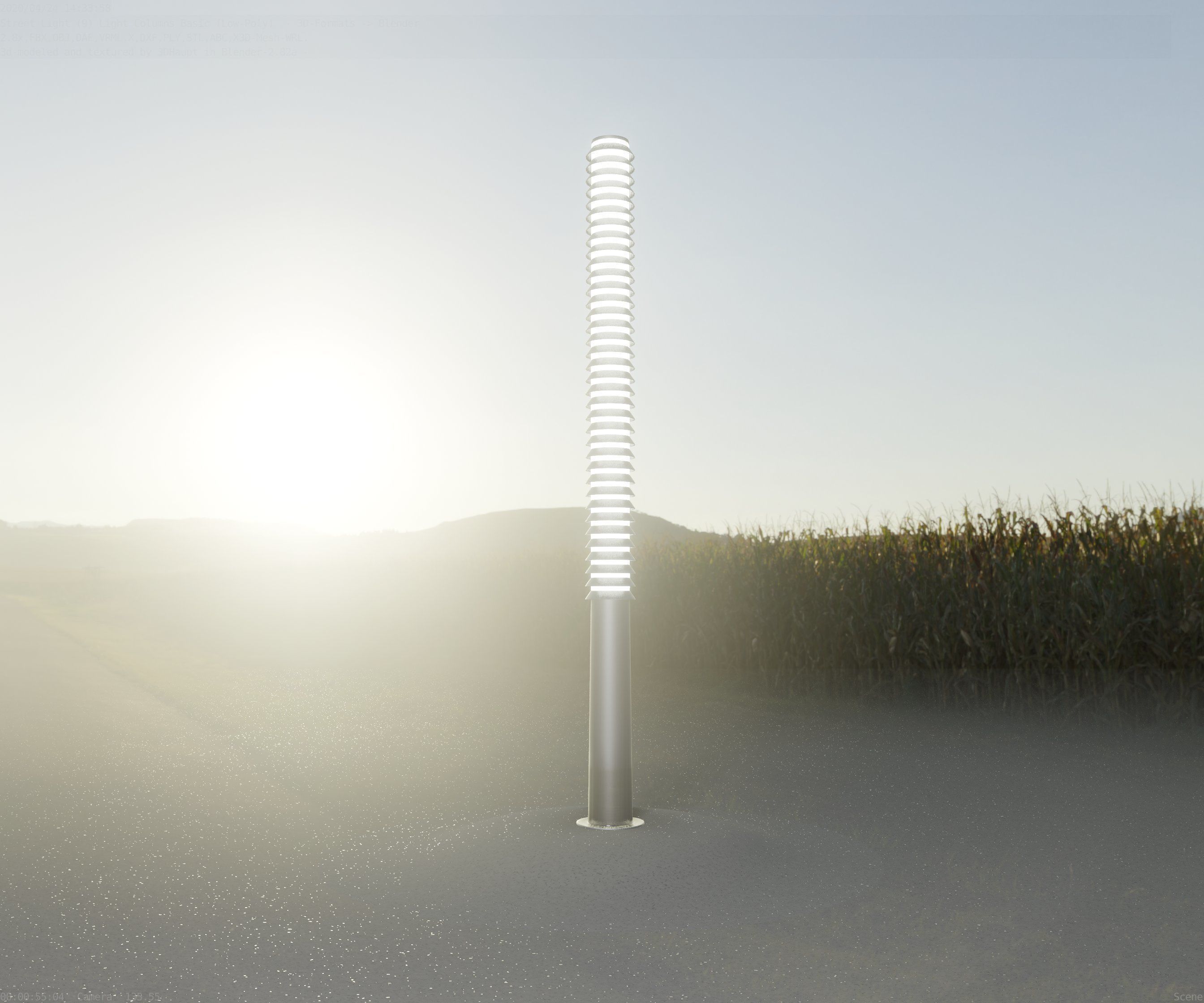 Low-Poly Basic Light Column 14 - Street Light Set-9 Low-poly 3D model_33