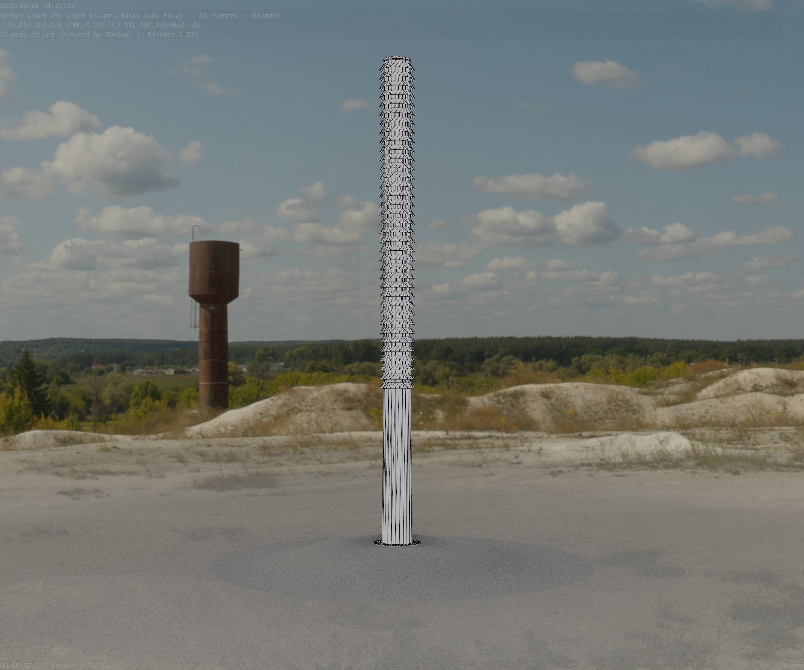 Low-Poly Basic Light Column 14 - Street Light Set-9 Low-poly 3D model_89