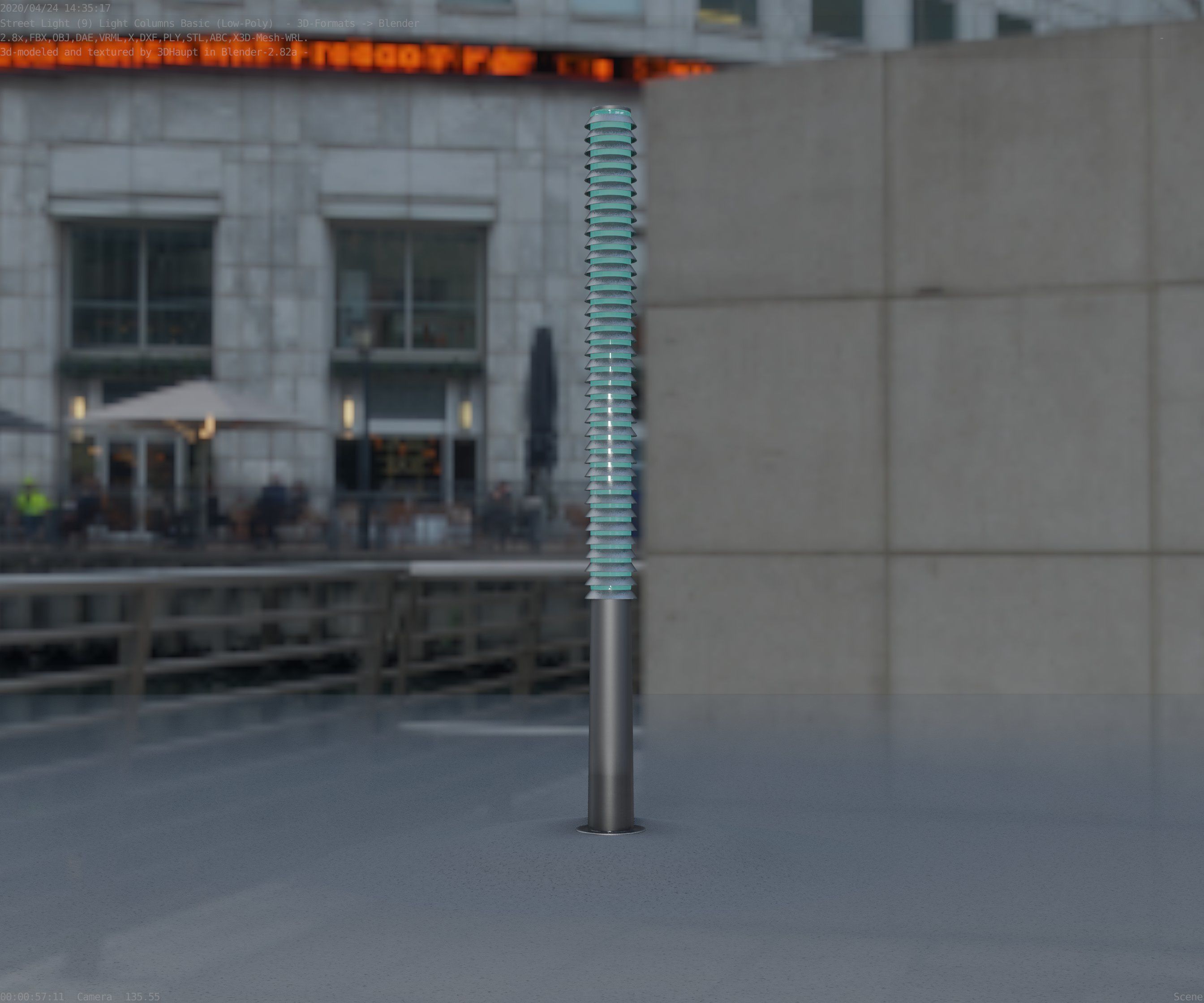 Low-Poly Basic Light Column 14 - Street Light Set-9 Low-poly 3D model_78