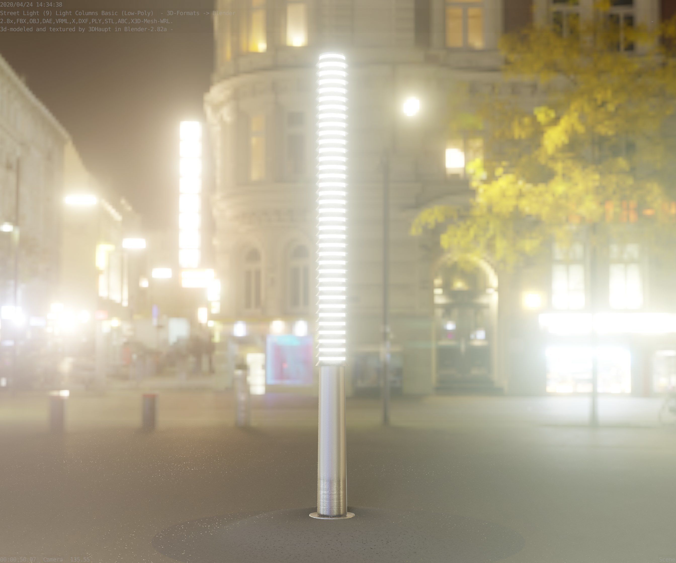 Low-Poly Basic Light Column 14 - Street Light Set-9 Low-poly 3D model_60