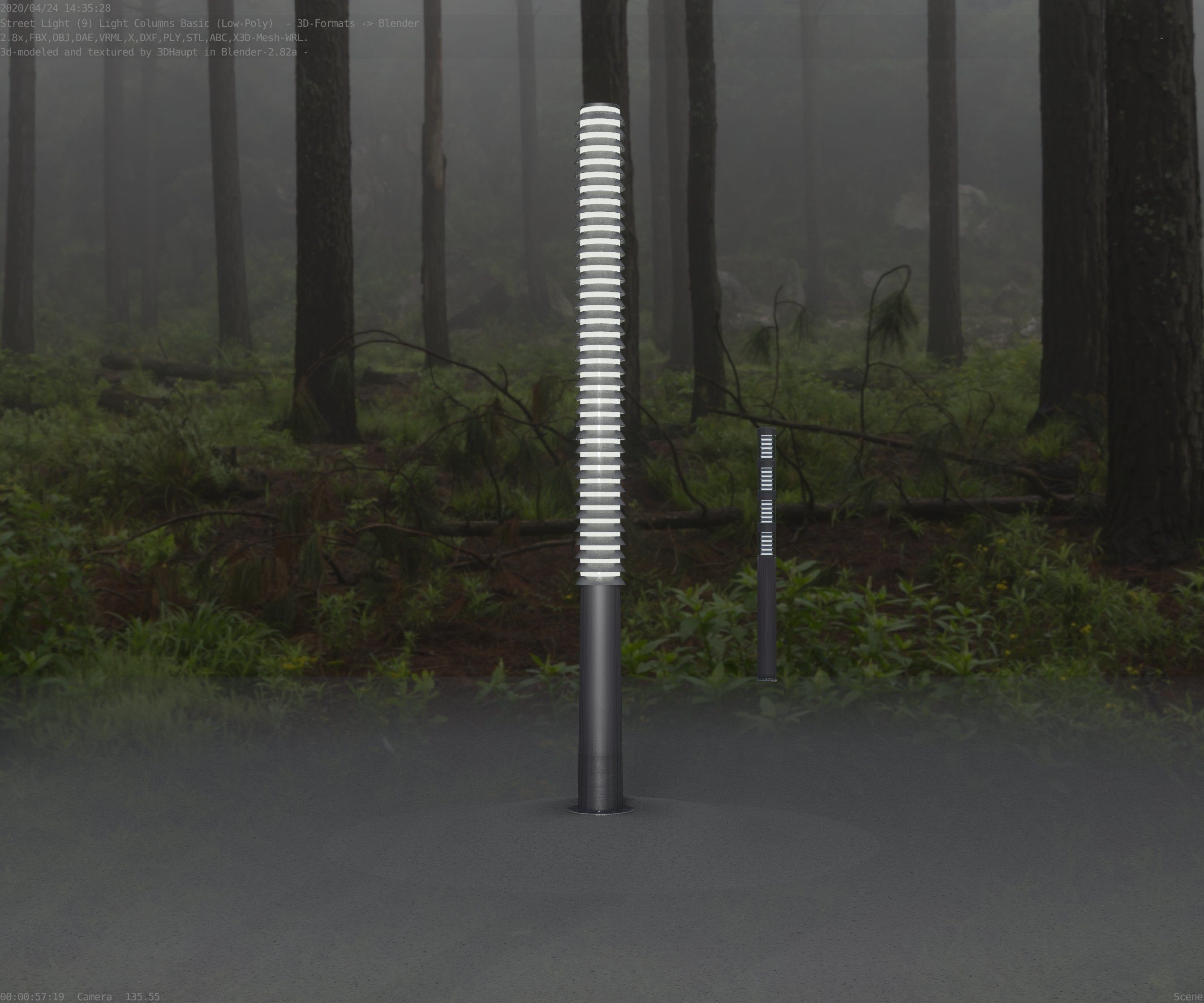 Low-Poly Basic Light Column 14 - Street Light Set-9 Low-poly 3D model_85