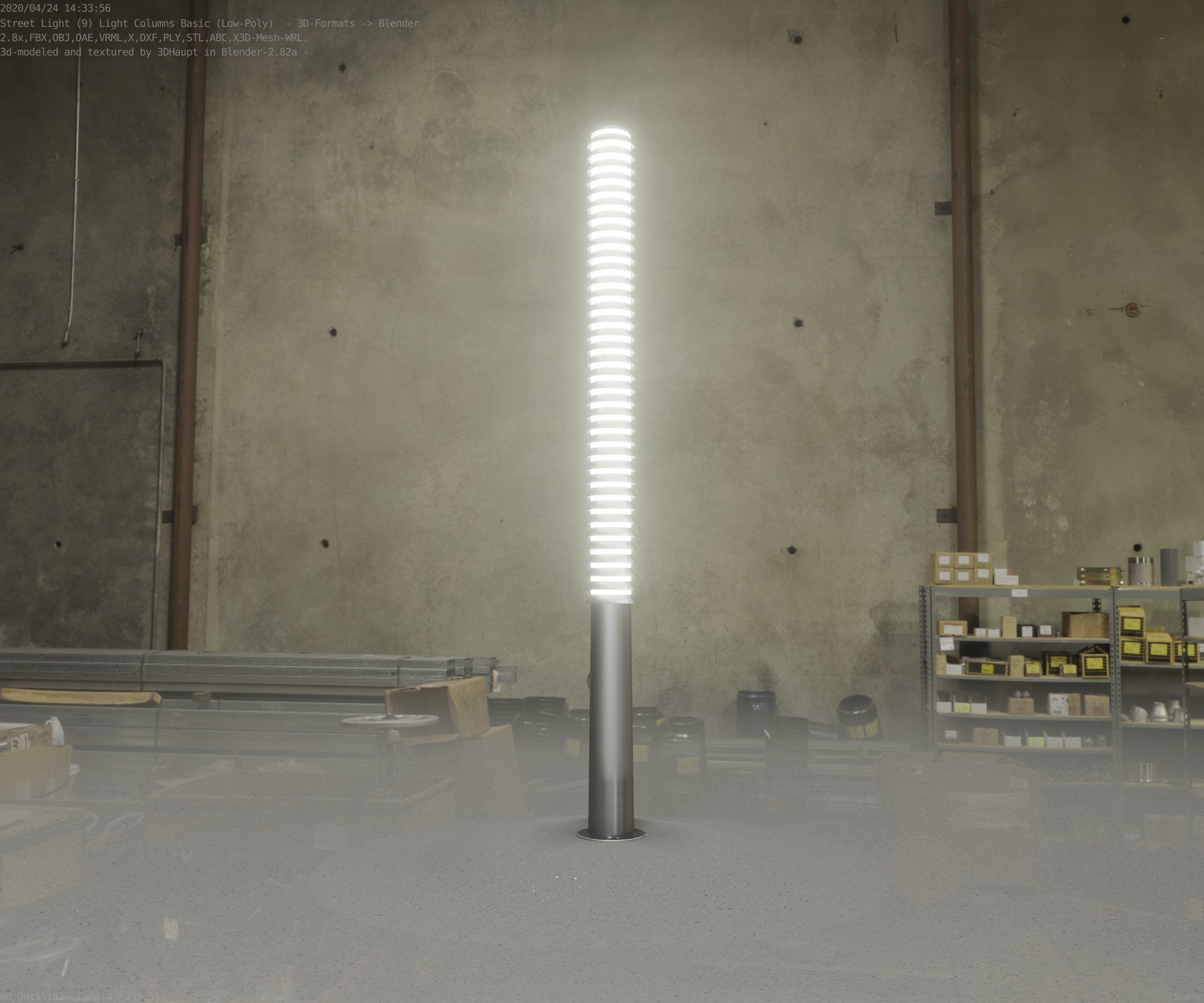 Low-Poly Basic Light Column 14 - Street Light Set-9 Low-poly 3D model_31