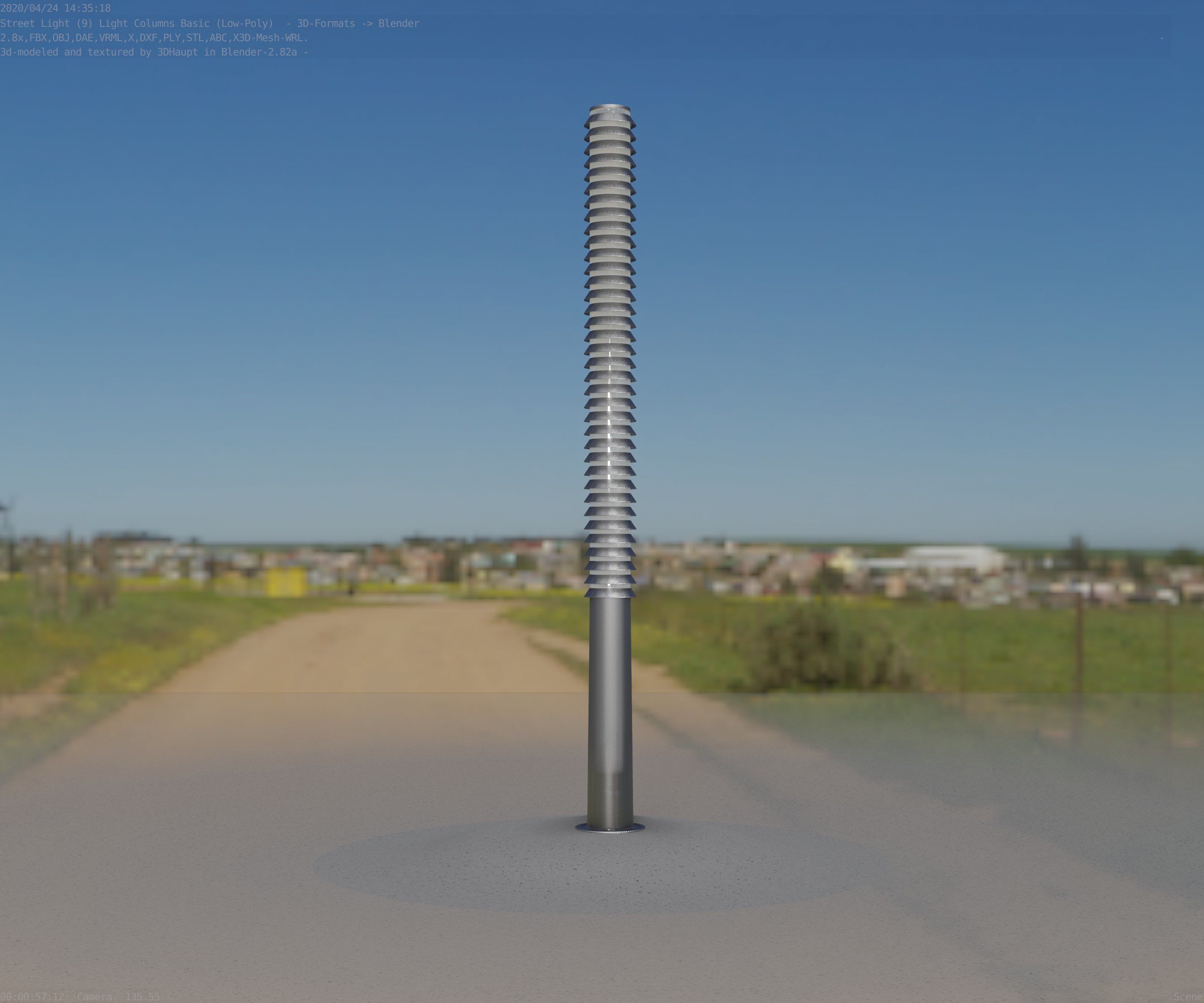 Low-Poly Basic Light Column 14 - Street Light Set-9 Low-poly 3D model_79