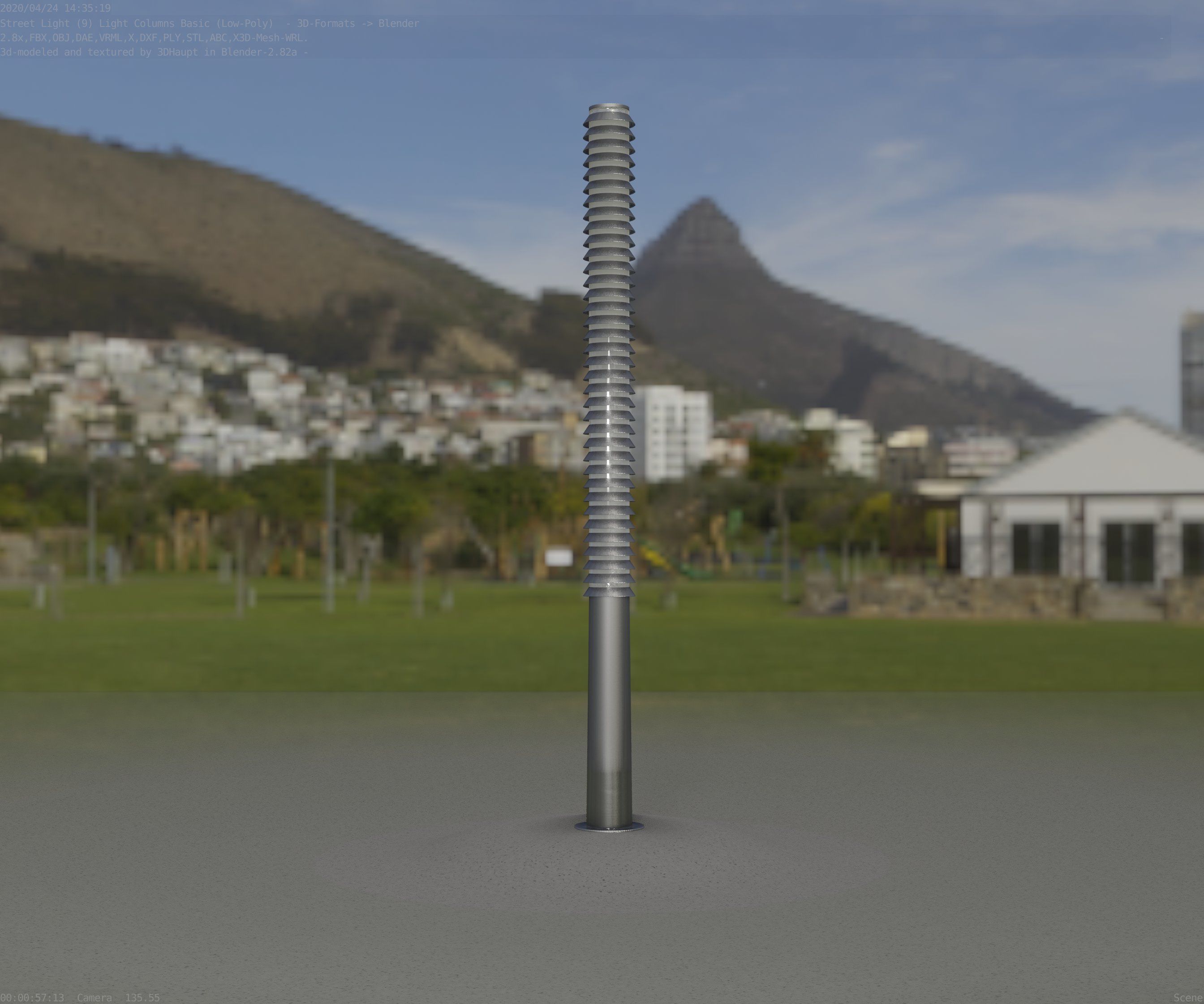 Low-Poly Basic Light Column 14 - Street Light Set-9 Low-poly 3D model_80