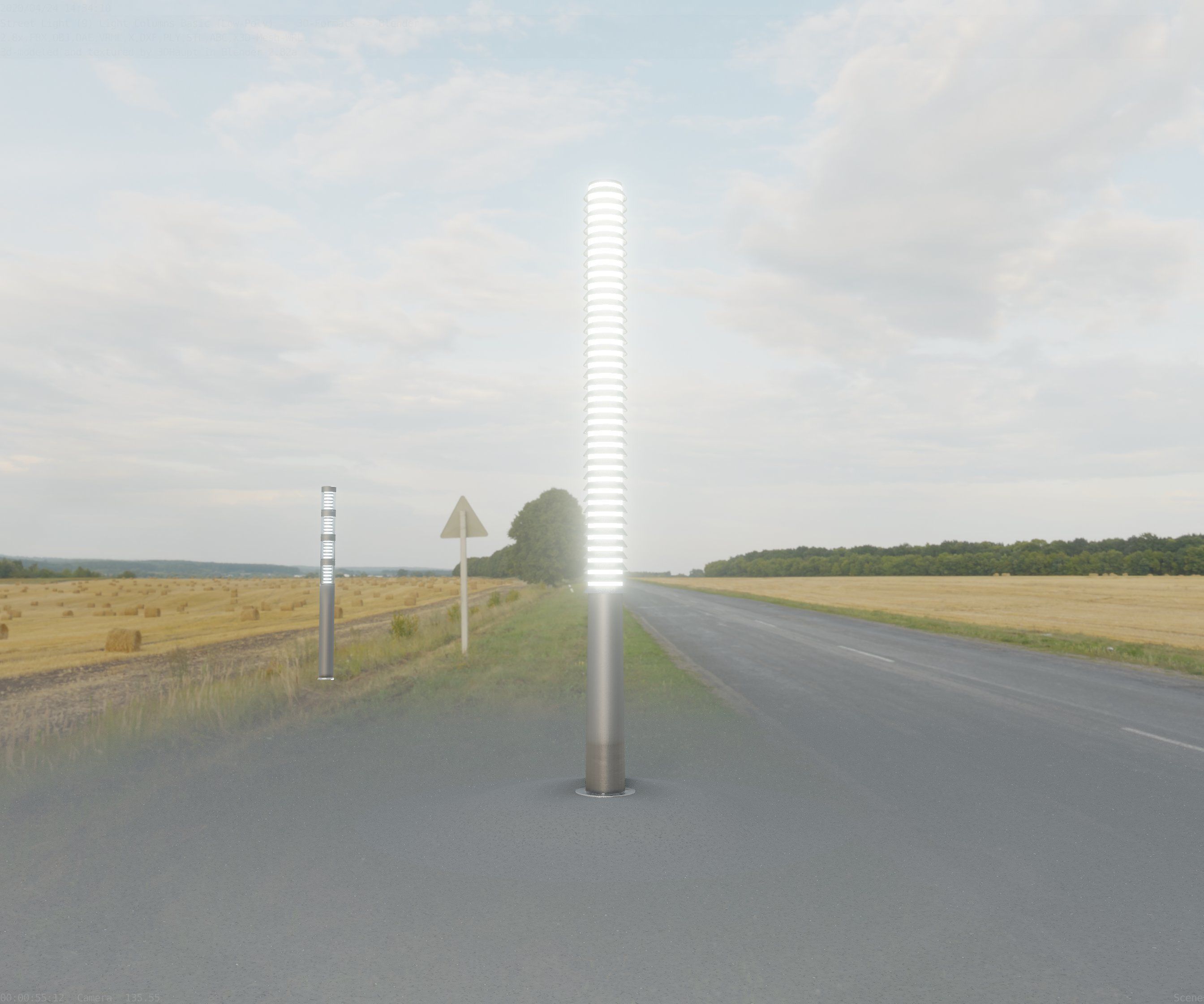 Low-Poly Basic Light Column 14 - Street Light Set-9 Low-poly 3D model_41