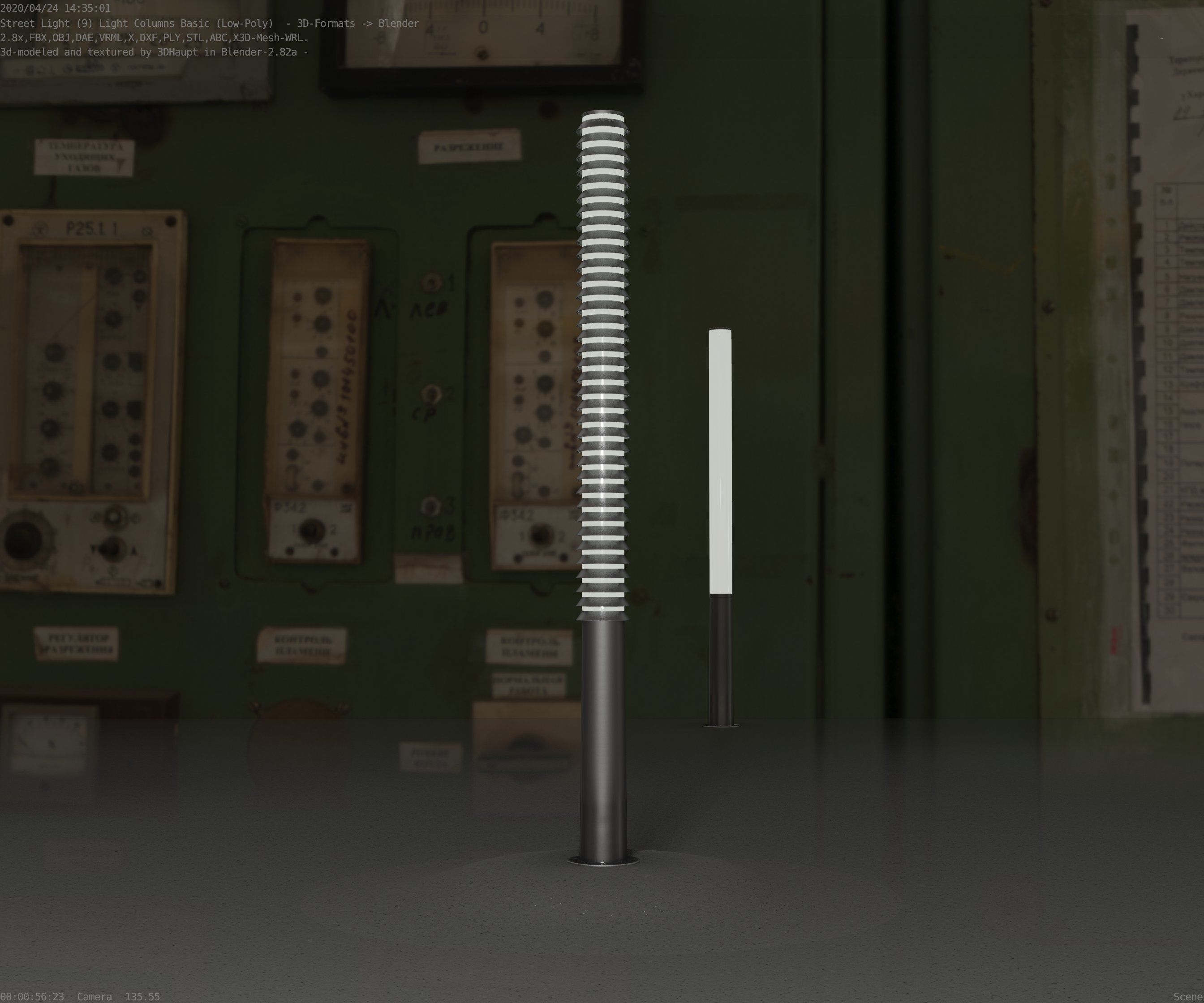 Low-Poly Basic Light Column 14 - Street Light Set-9 Low-poly 3D model_75