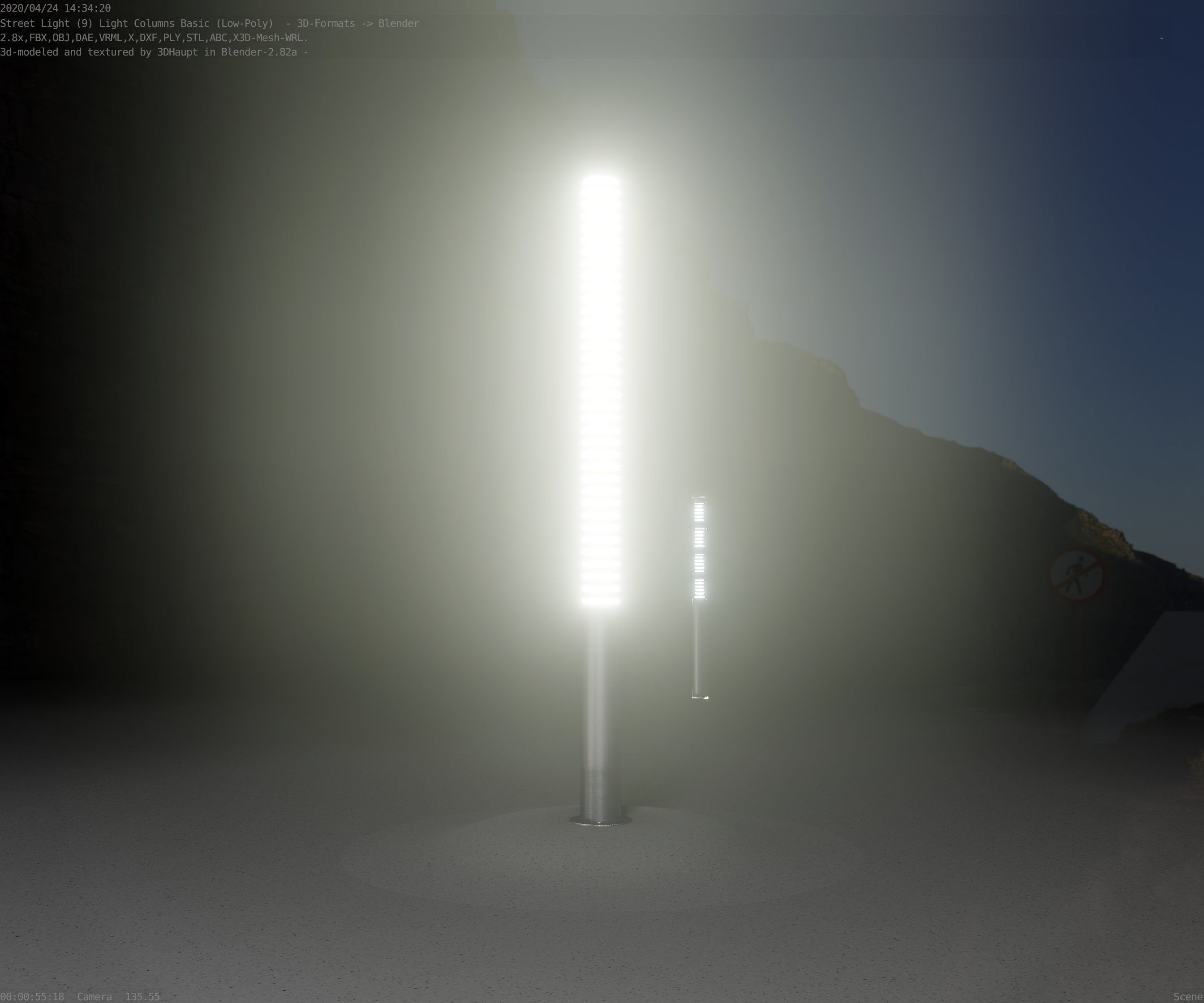 Low-Poly Basic Light Column 14 - Street Light Set-9 Low-poly 3D model_47