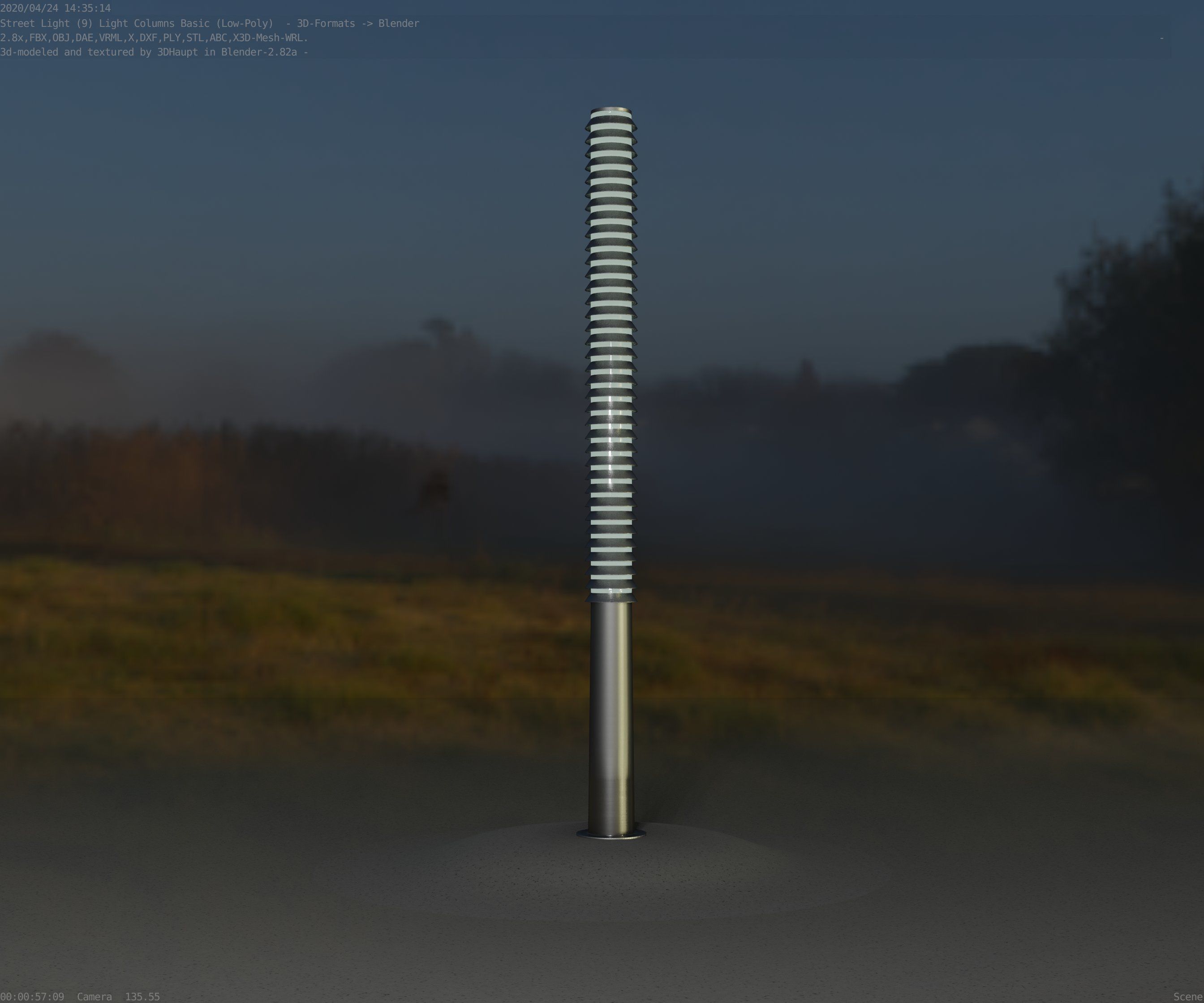 Low-Poly Basic Light Column 14 - Street Light Set-9 Low-poly 3D model_9