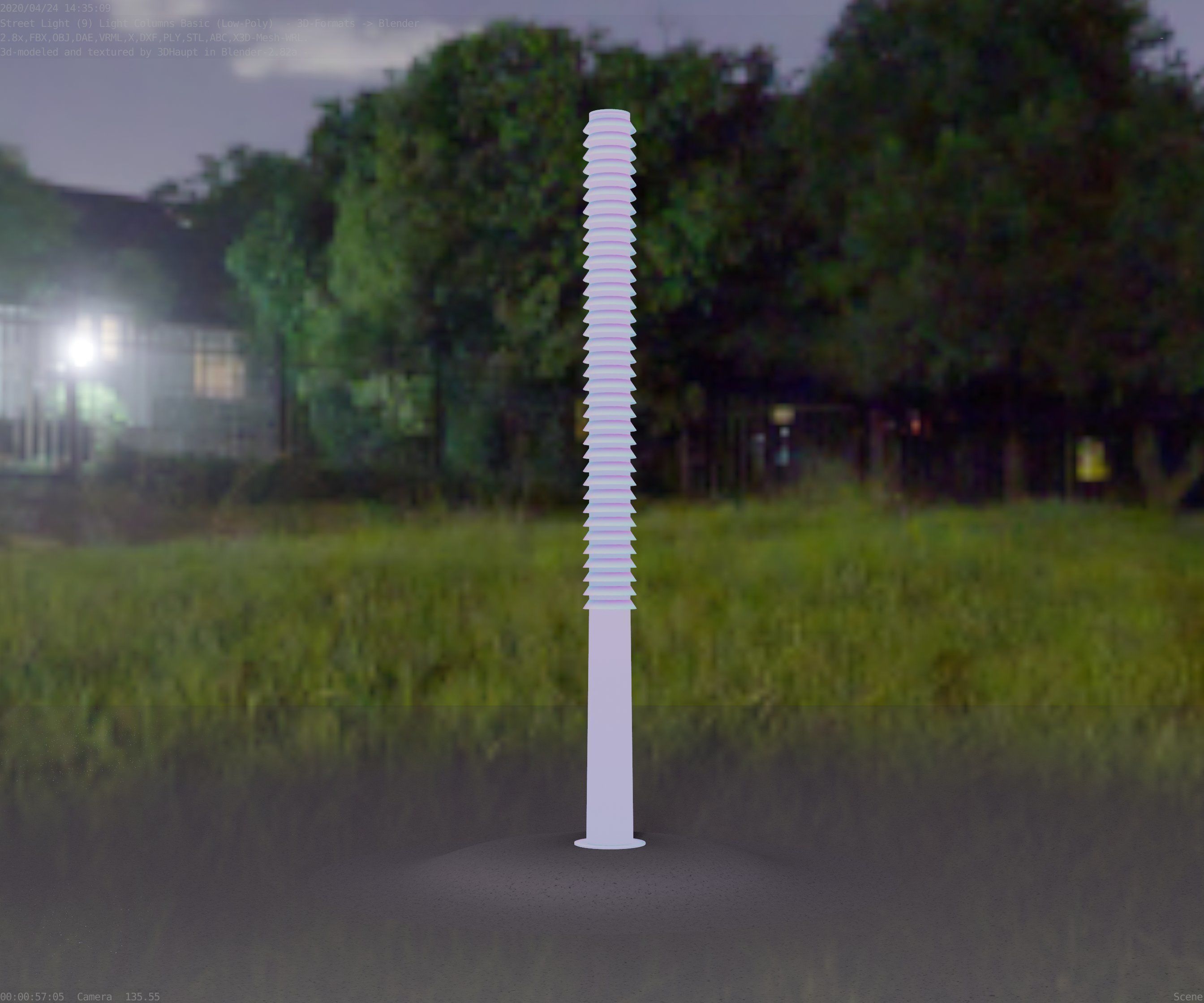 Low-Poly Basic Light Column 14 - Street Light Set-9 Low-poly 3D model_5