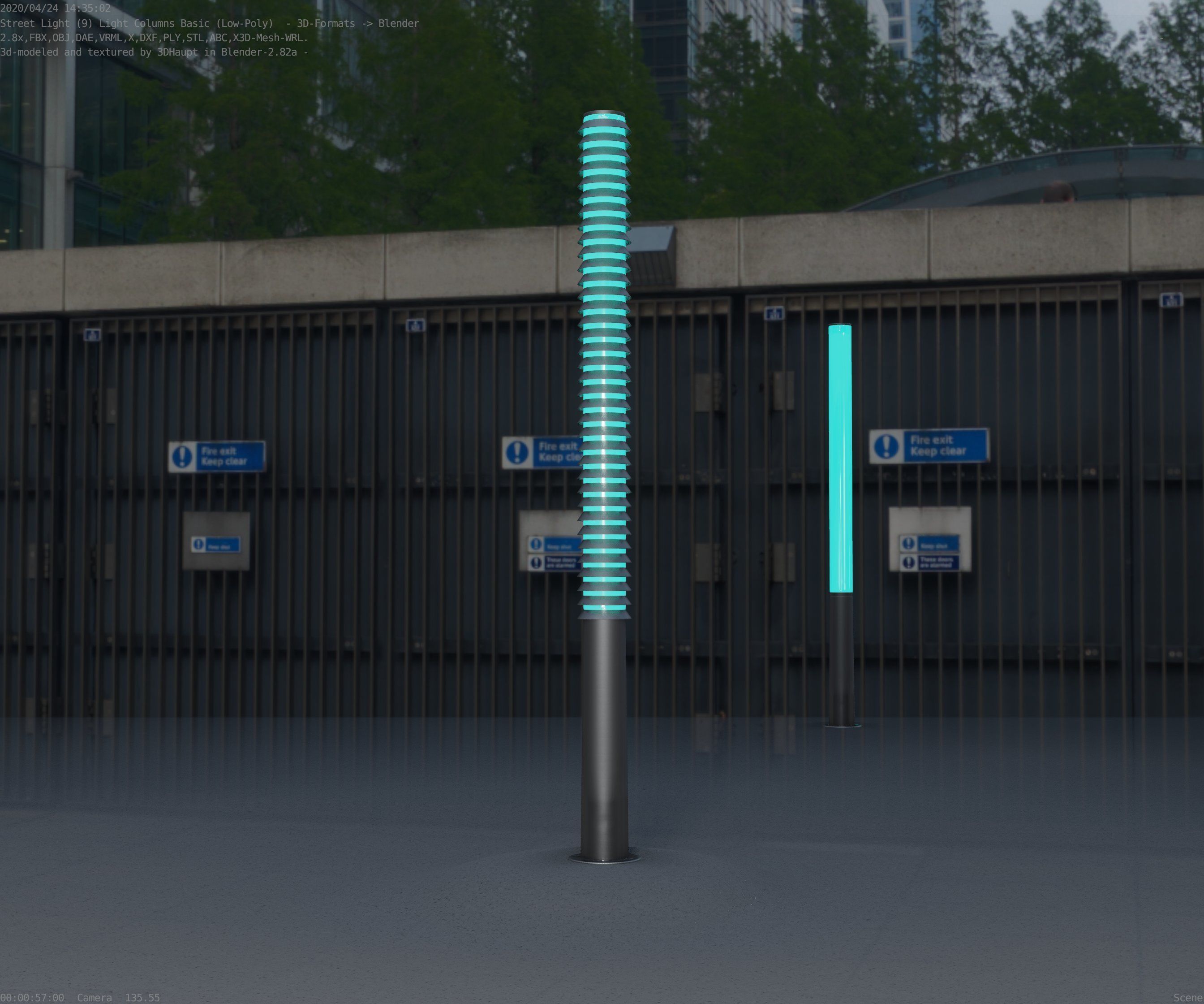Low-Poly Basic Light Column 14 - Street Light Set-9 Low-poly 3D model_76