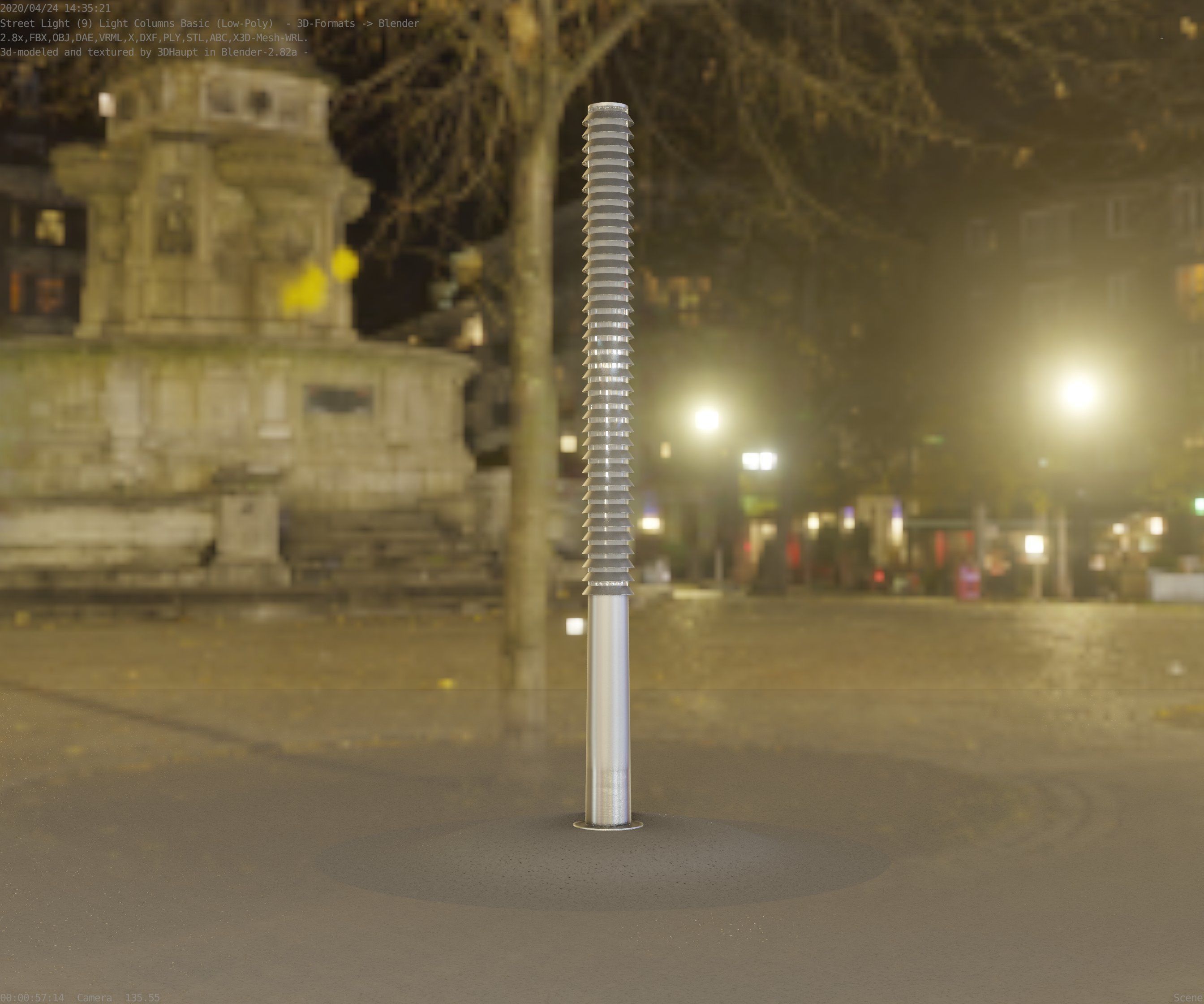 Low-Poly Basic Light Column 14 - Street Light Set-9 Low-poly 3D model_81