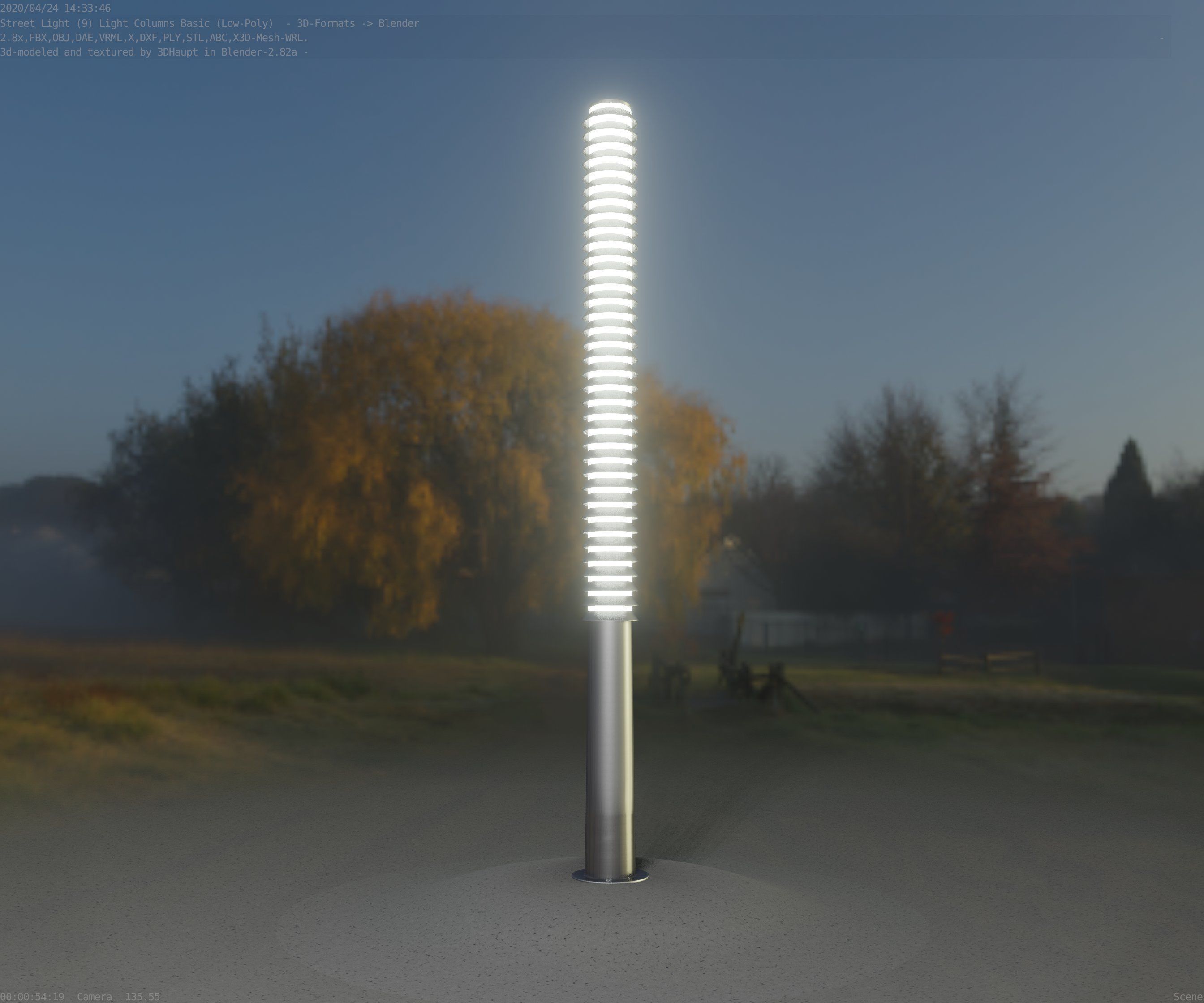 Low-Poly Basic Light Column 14 - Street Light Set-9 Low-poly 3D model_24