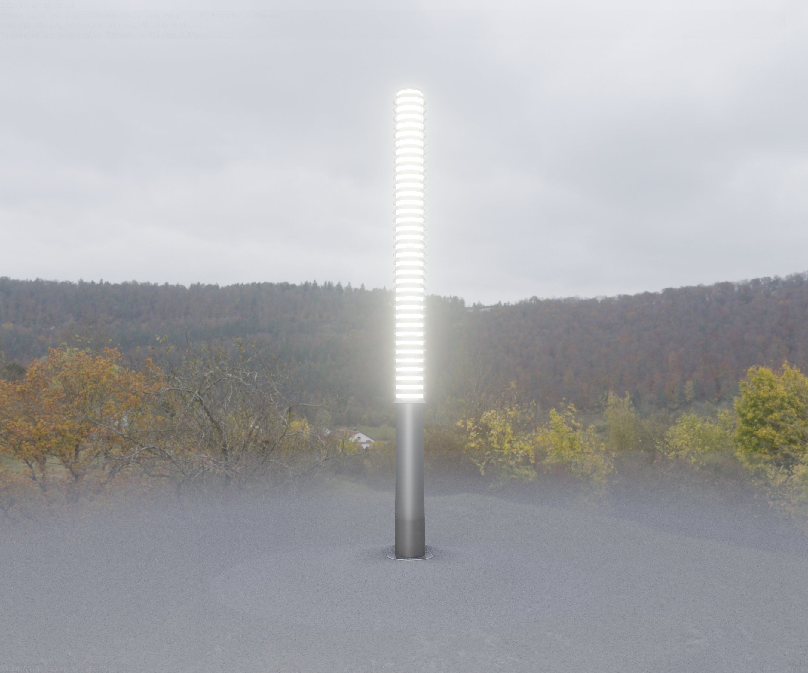Low-Poly Basic Light Column 14 - Street Light Set-9 Low-poly 3D model_32
