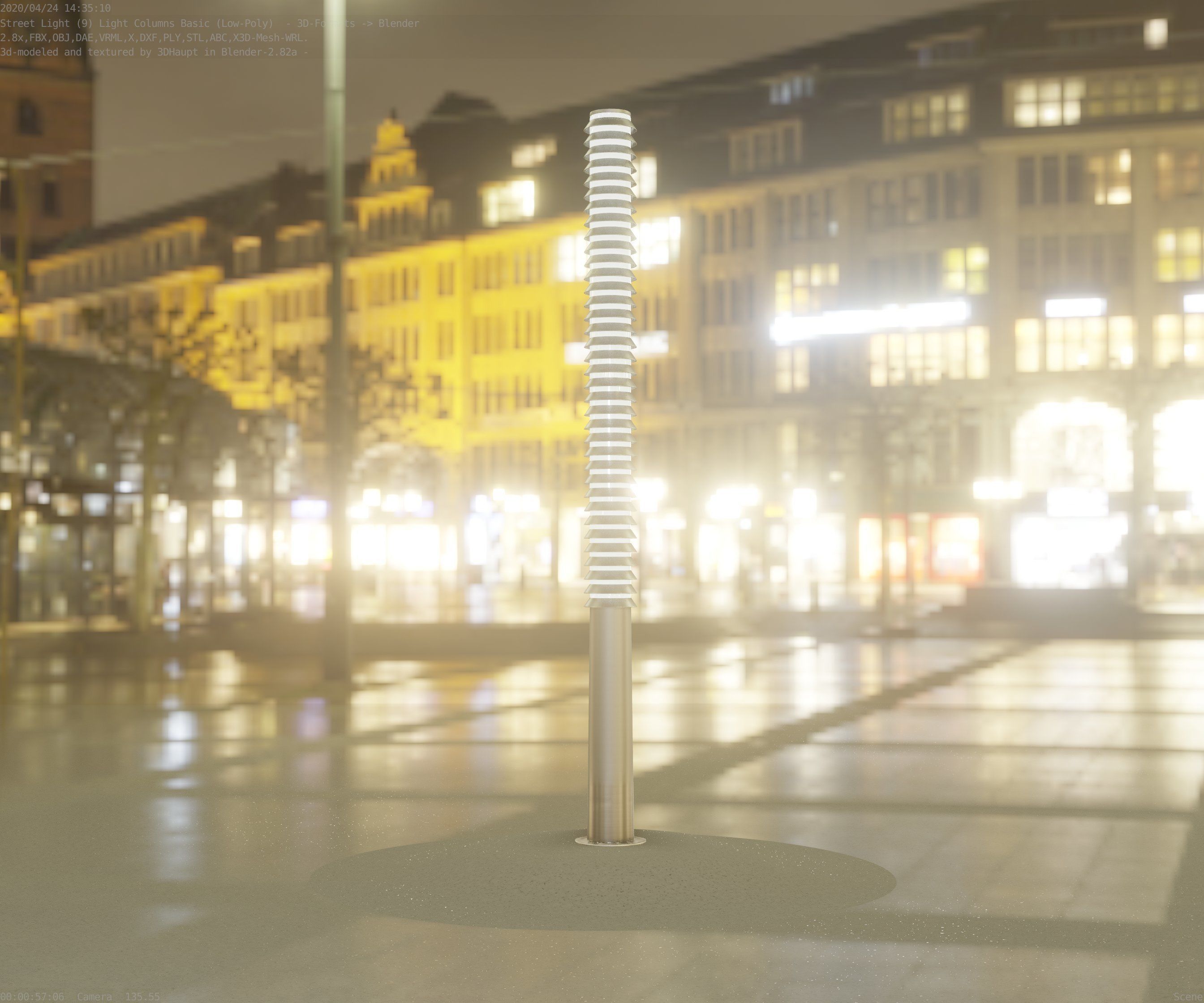 Low-Poly Basic Light Column 14 - Street Light Set-9 Low-poly 3D model_6