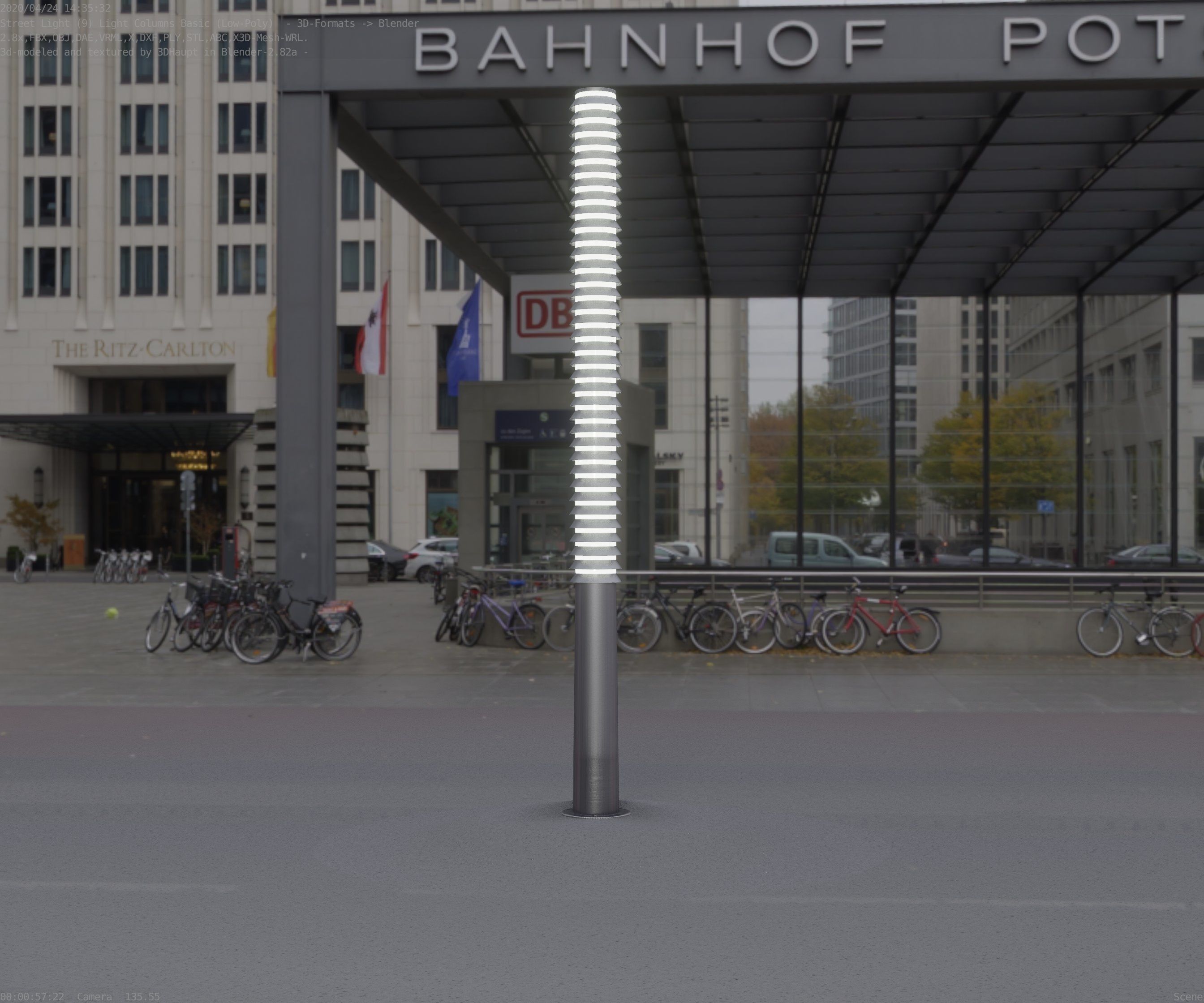 Low-Poly Basic Light Column 14 - Street Light Set-9 Low-poly 3D model_88