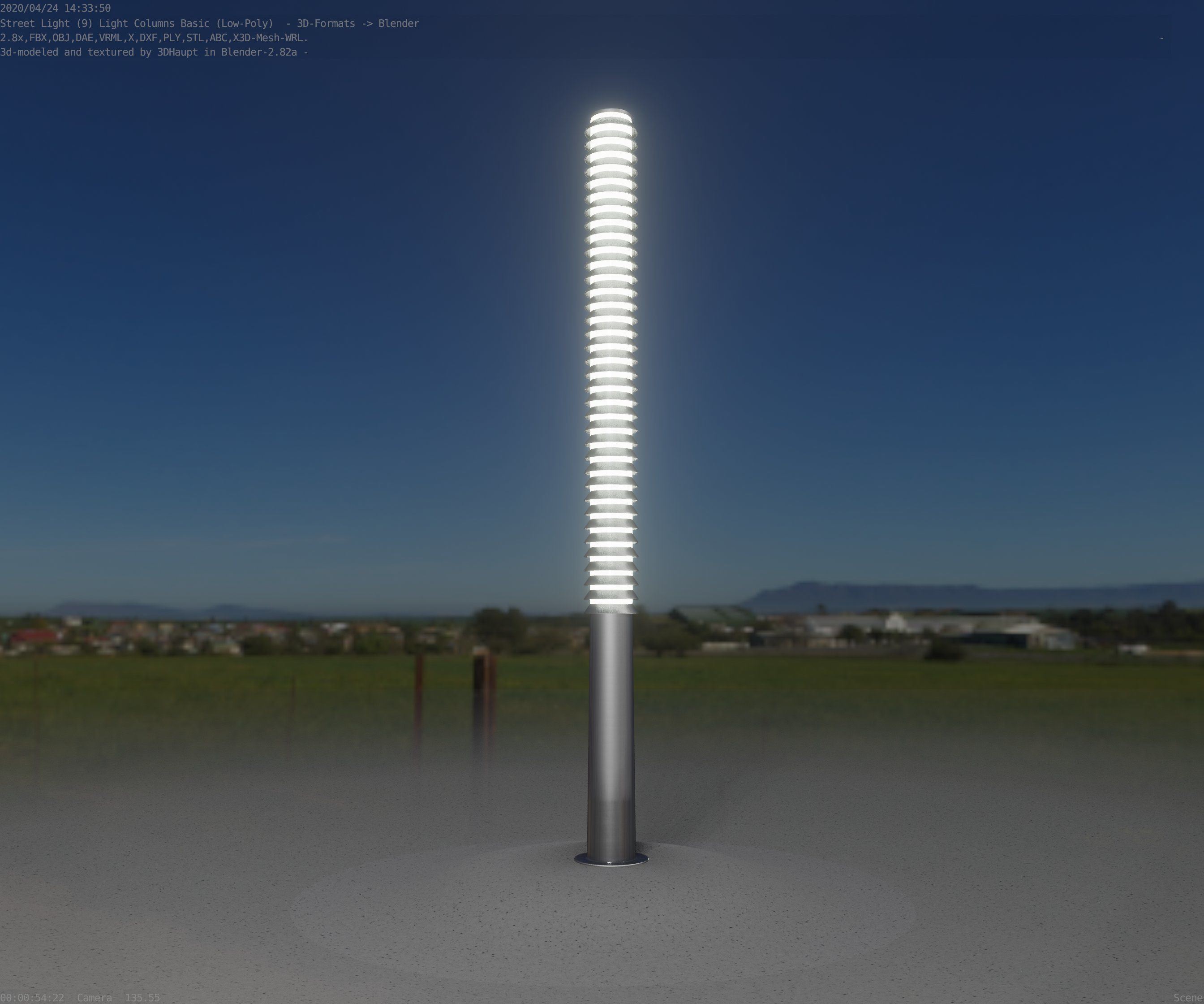 Low-Poly Basic Light Column 14 - Street Light Set-9 Low-poly 3D model_27