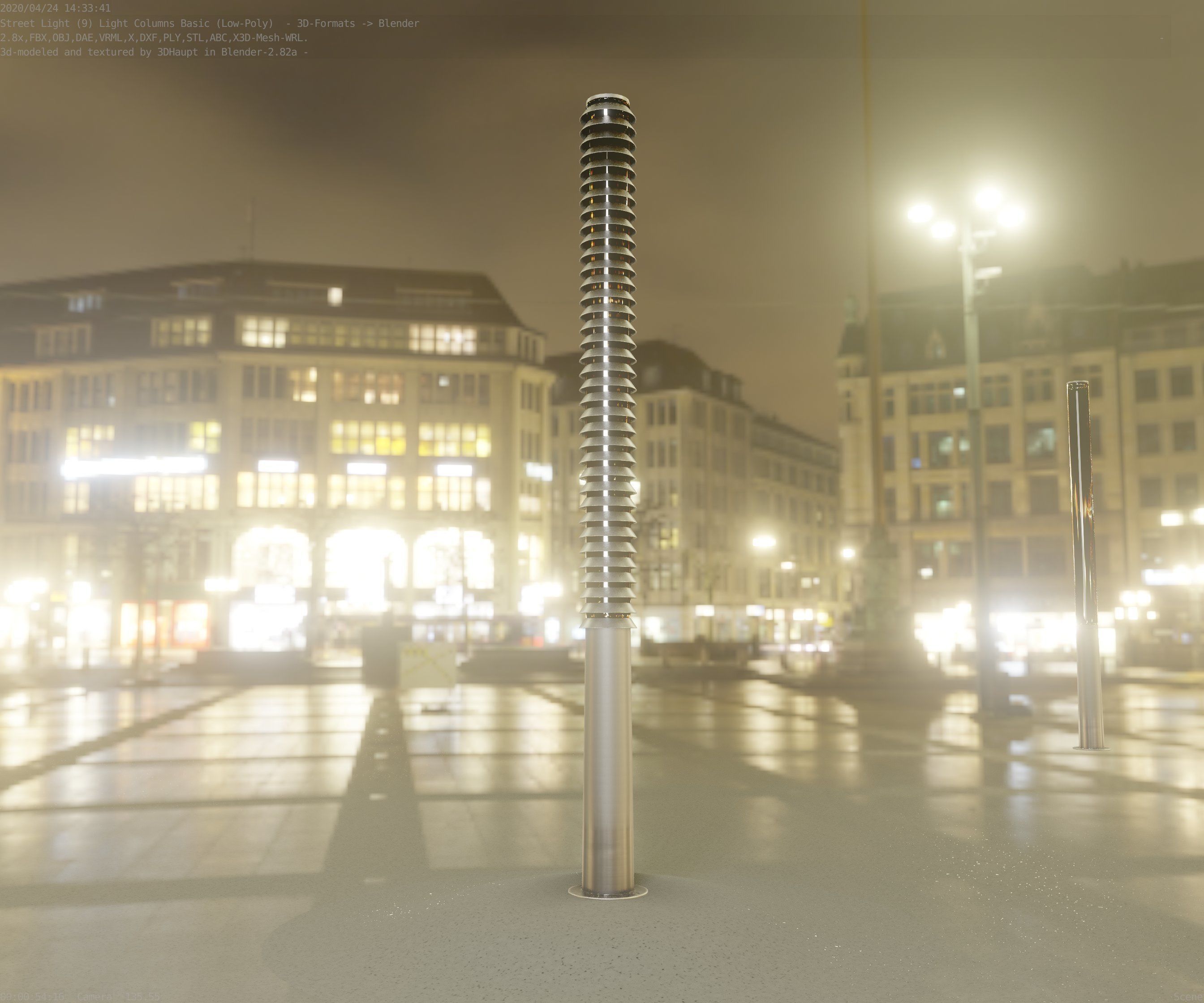 Low-Poly Basic Light Column 14 - Street Light Set-9 Low-poly 3D model_21