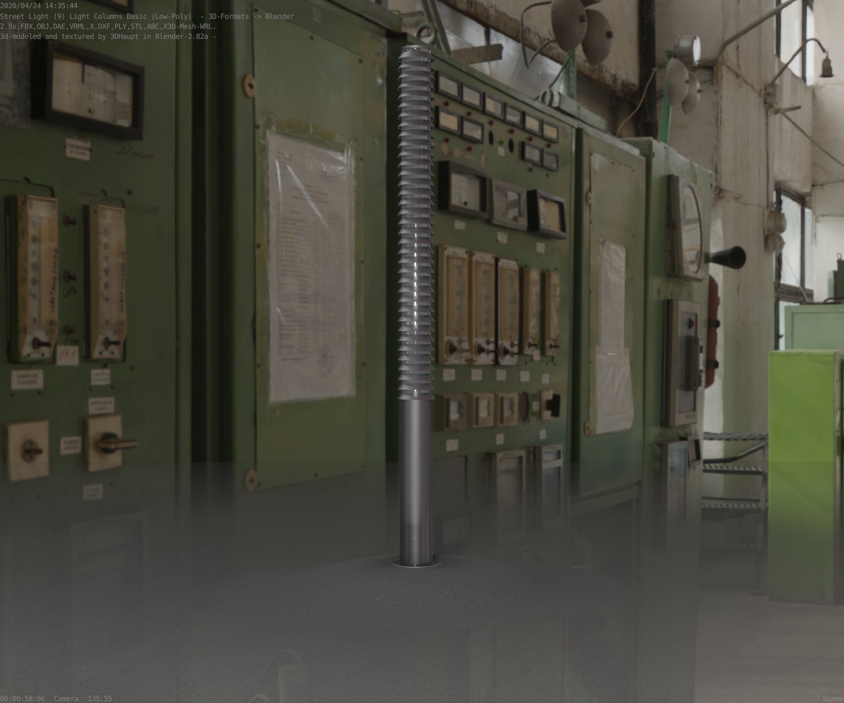 Low-Poly Basic Light Column 14 - Street Light Set-9 Low-poly 3D model_96