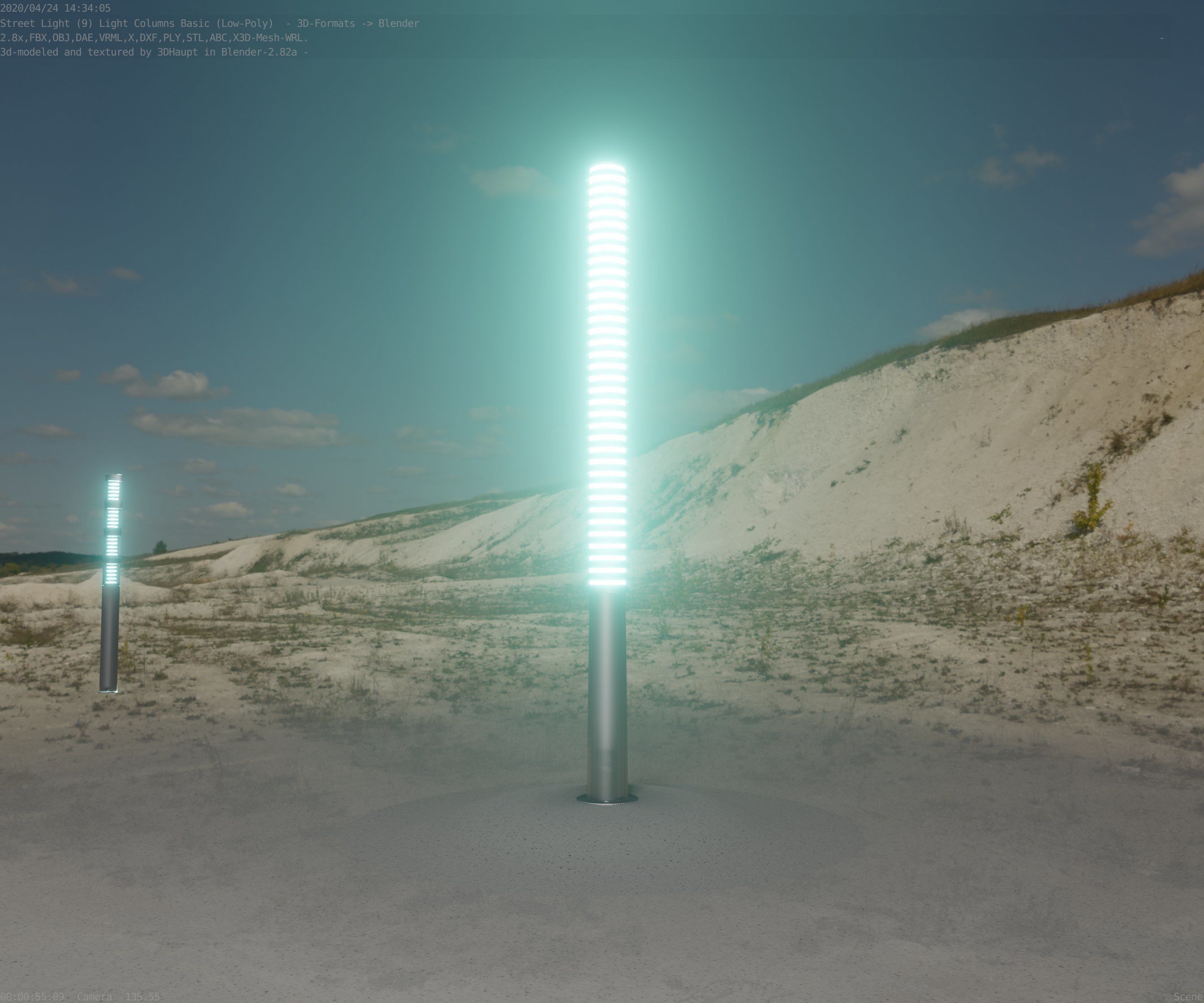 Low-Poly Basic Light Column 14 - Street Light Set-9 Low-poly 3D model_38