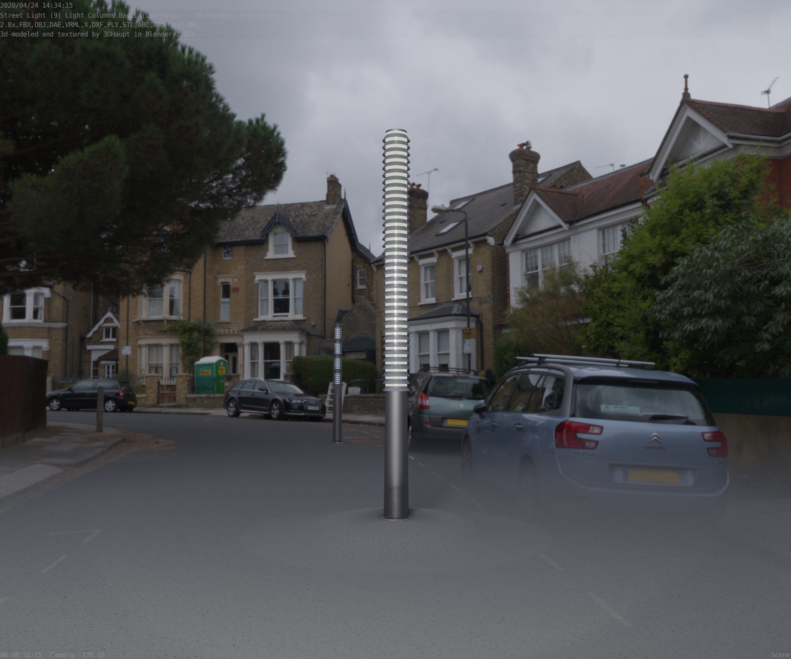 Low-Poly Basic Light Column 14 - Street Light Set-9 Low-poly 3D model_44