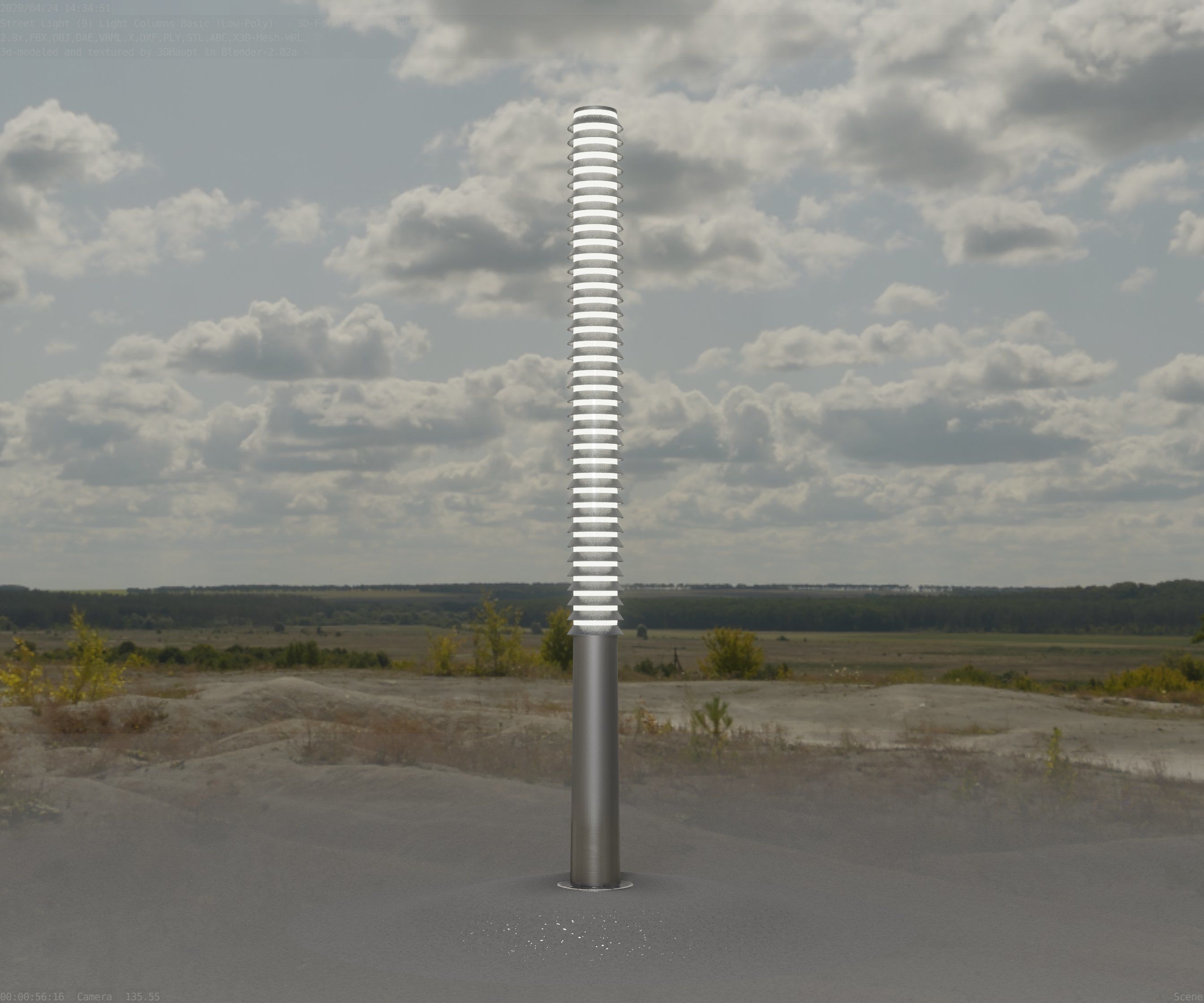 Low-Poly Basic Light Column 14 - Street Light Set-9 Low-poly 3D model_69
