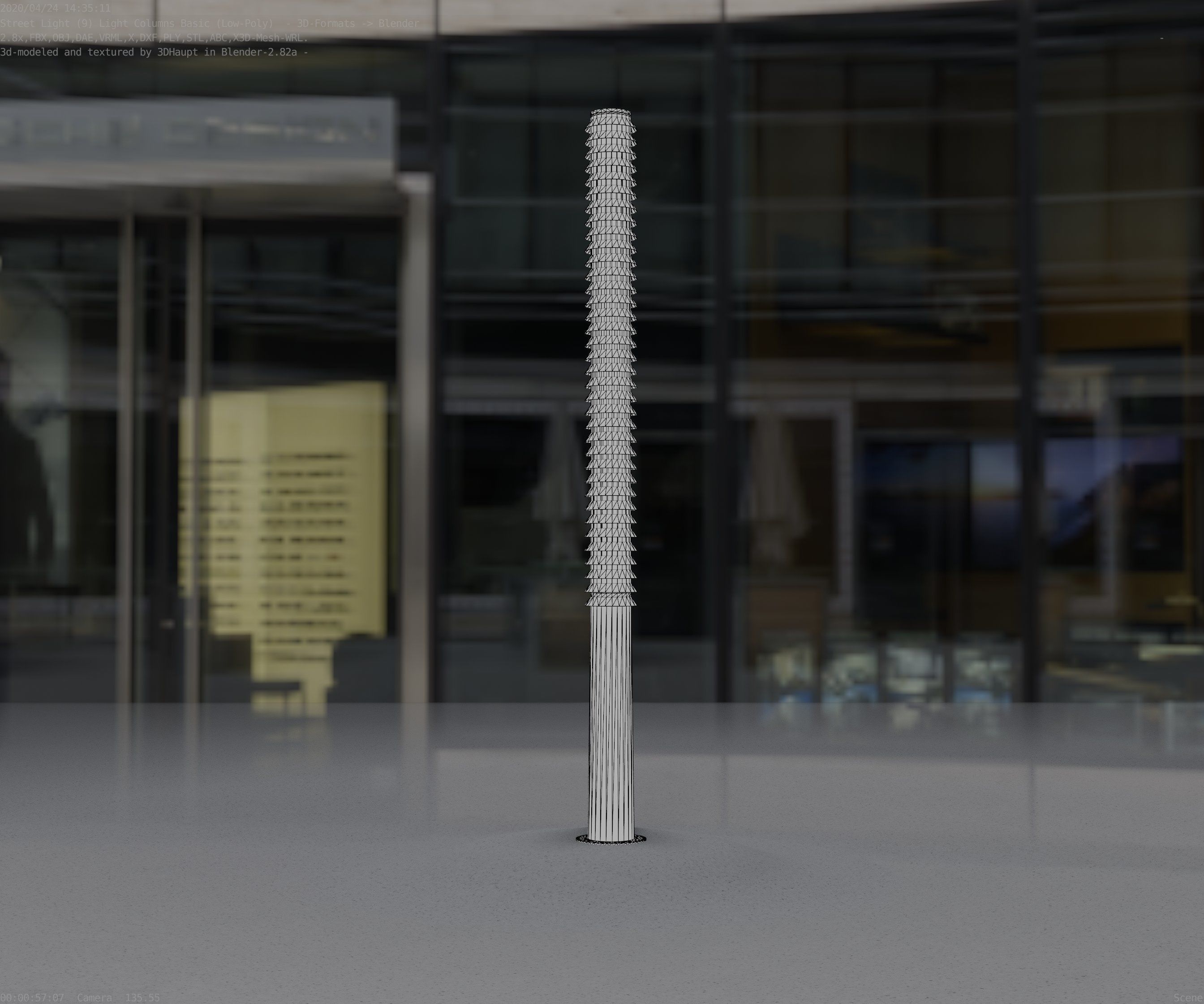 Low-Poly Basic Light Column 14 - Street Light Set-9 Low-poly 3D model_7