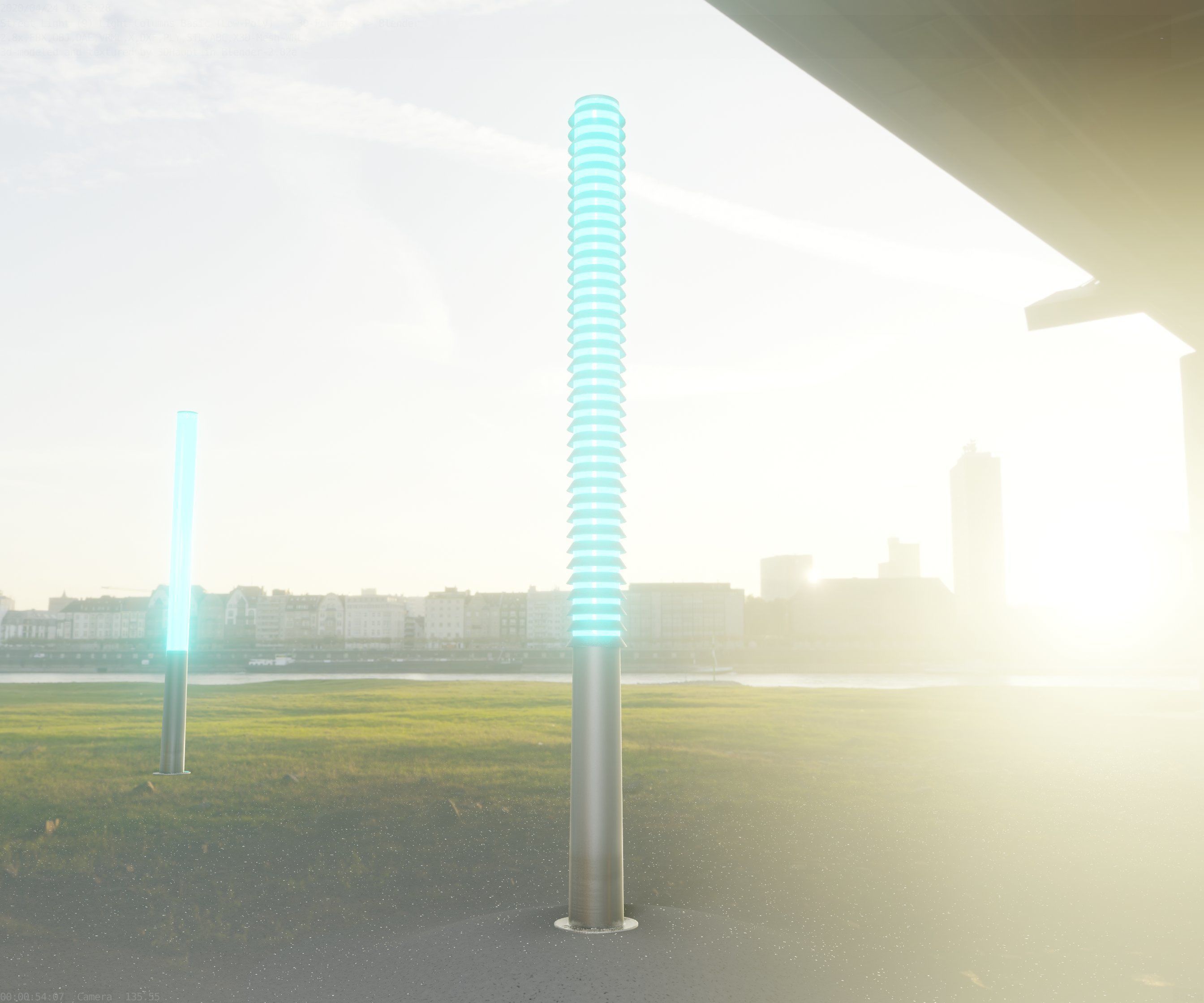 Low-Poly Basic Light Column 14 - Street Light Set-9 Low-poly 3D model_15
