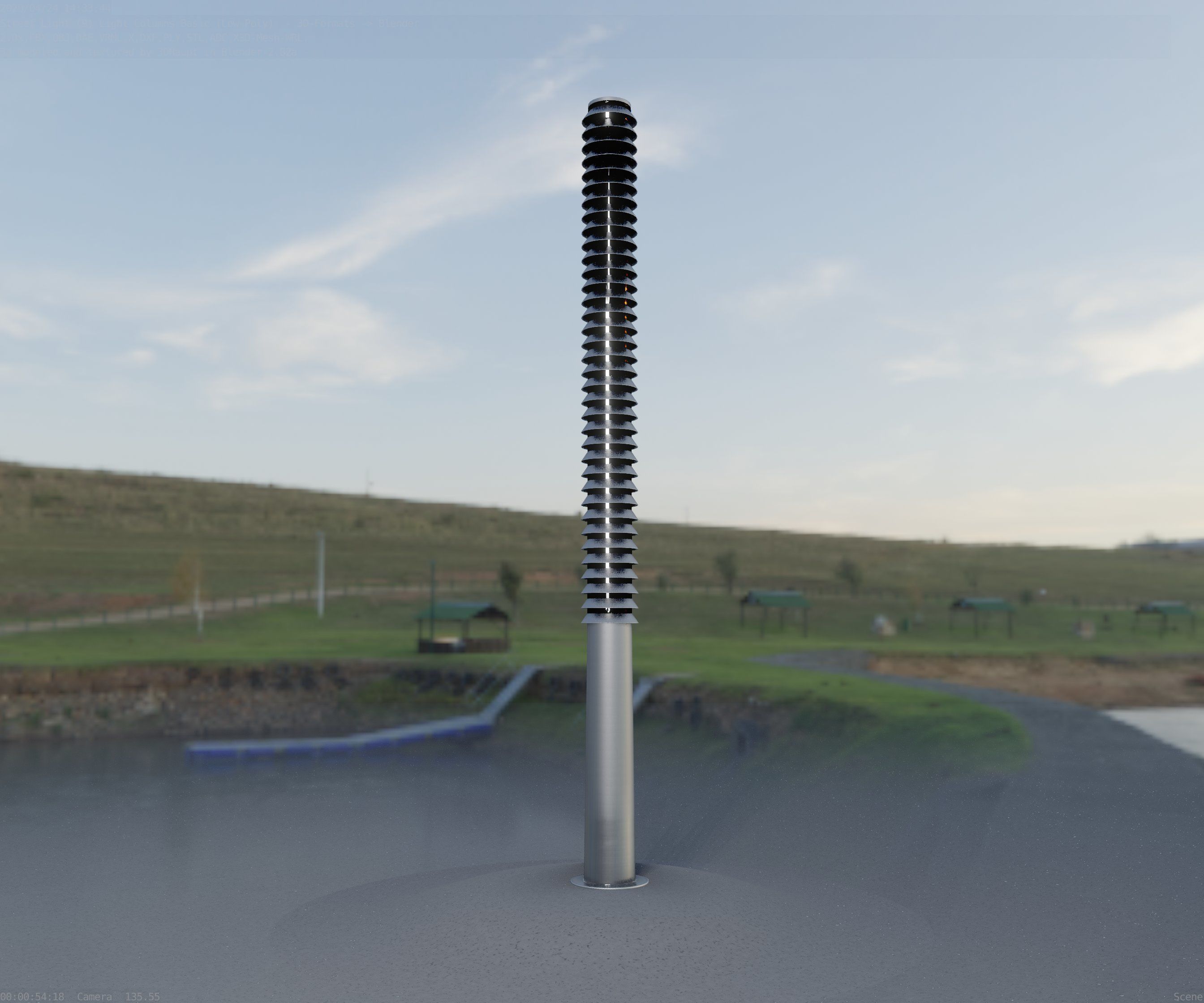 Low-Poly Basic Light Column 14 - Street Light Set-9 Low-poly 3D model_23