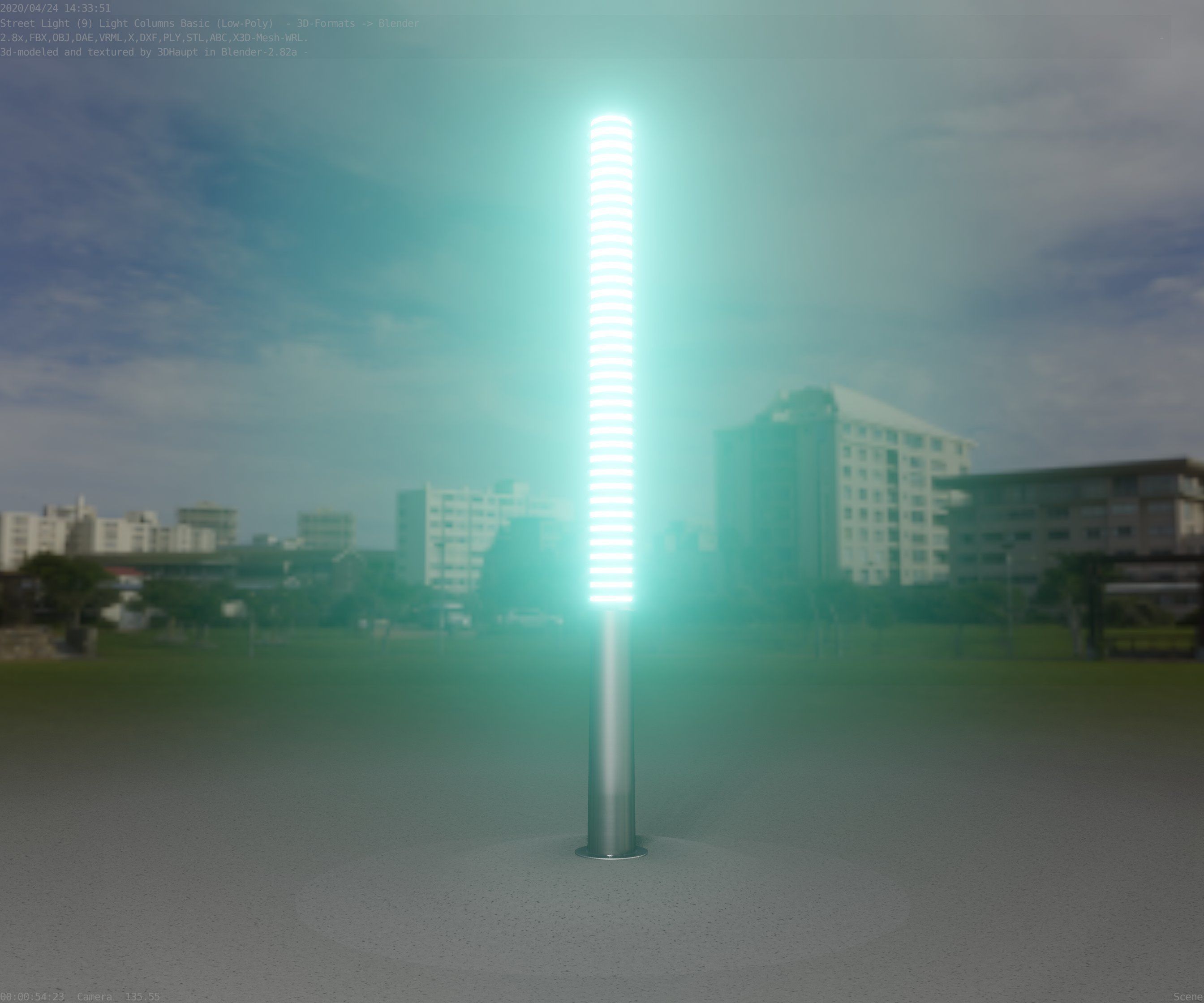 Low-Poly Basic Light Column 14 - Street Light Set-9 Low-poly 3D model_28
