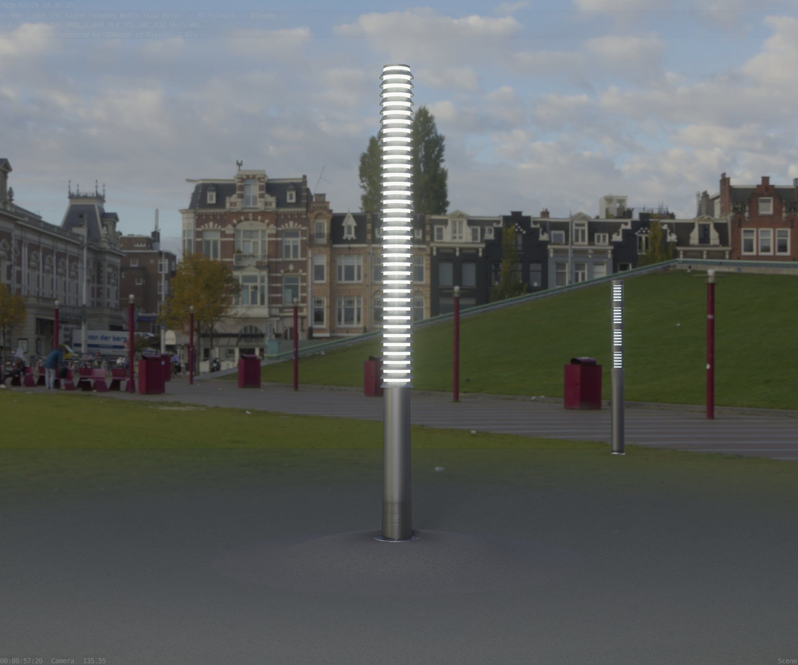 Low-Poly Basic Light Column 14 - Street Light Set-9 Low-poly 3D model_86
