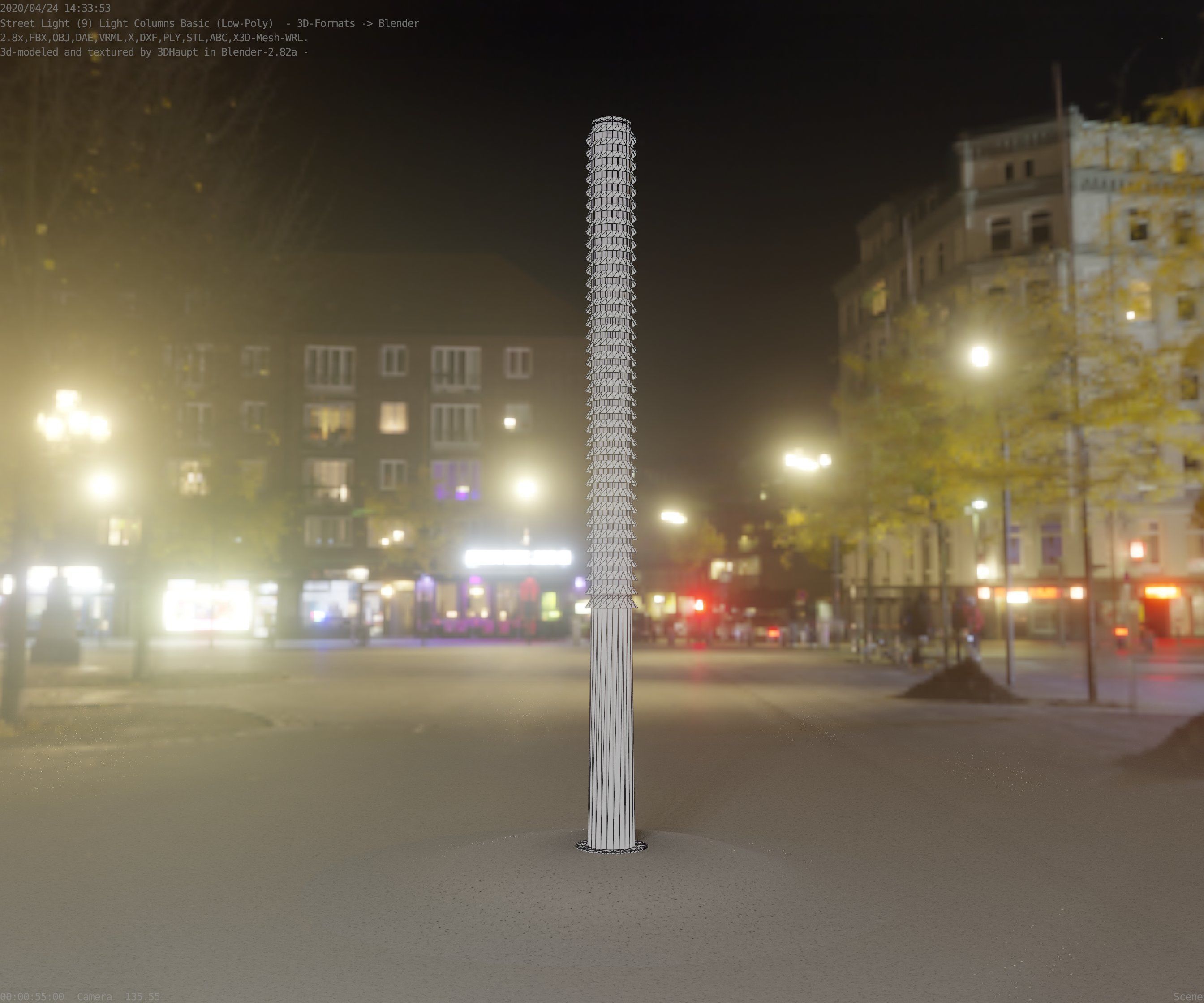 Low-Poly Basic Light Column 14 - Street Light Set-9 Low-poly 3D model_29