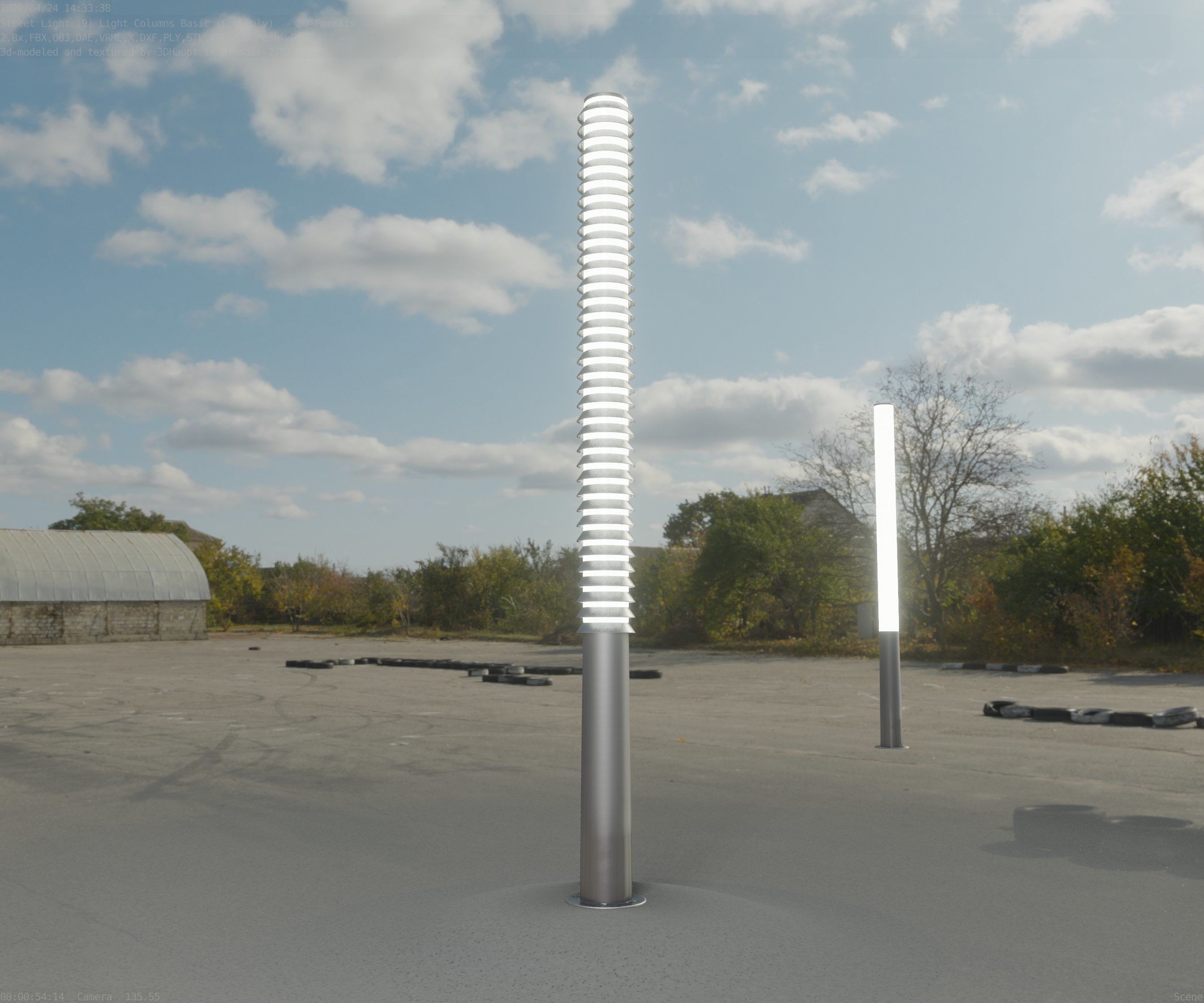 Low-Poly Basic Light Column 14 - Street Light Set-9 Low-poly 3D model_11