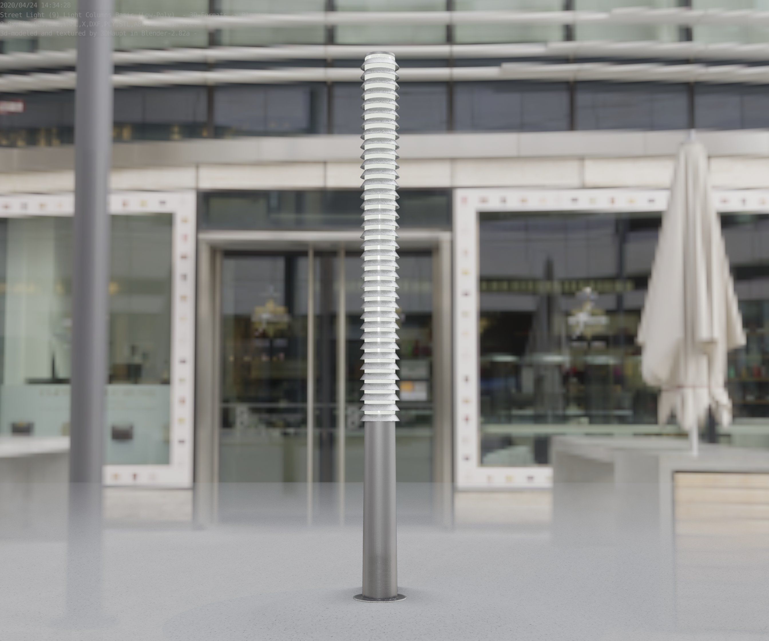 Low-Poly Basic Light Column 14 - Street Light Set-9 Low-poly 3D model_53