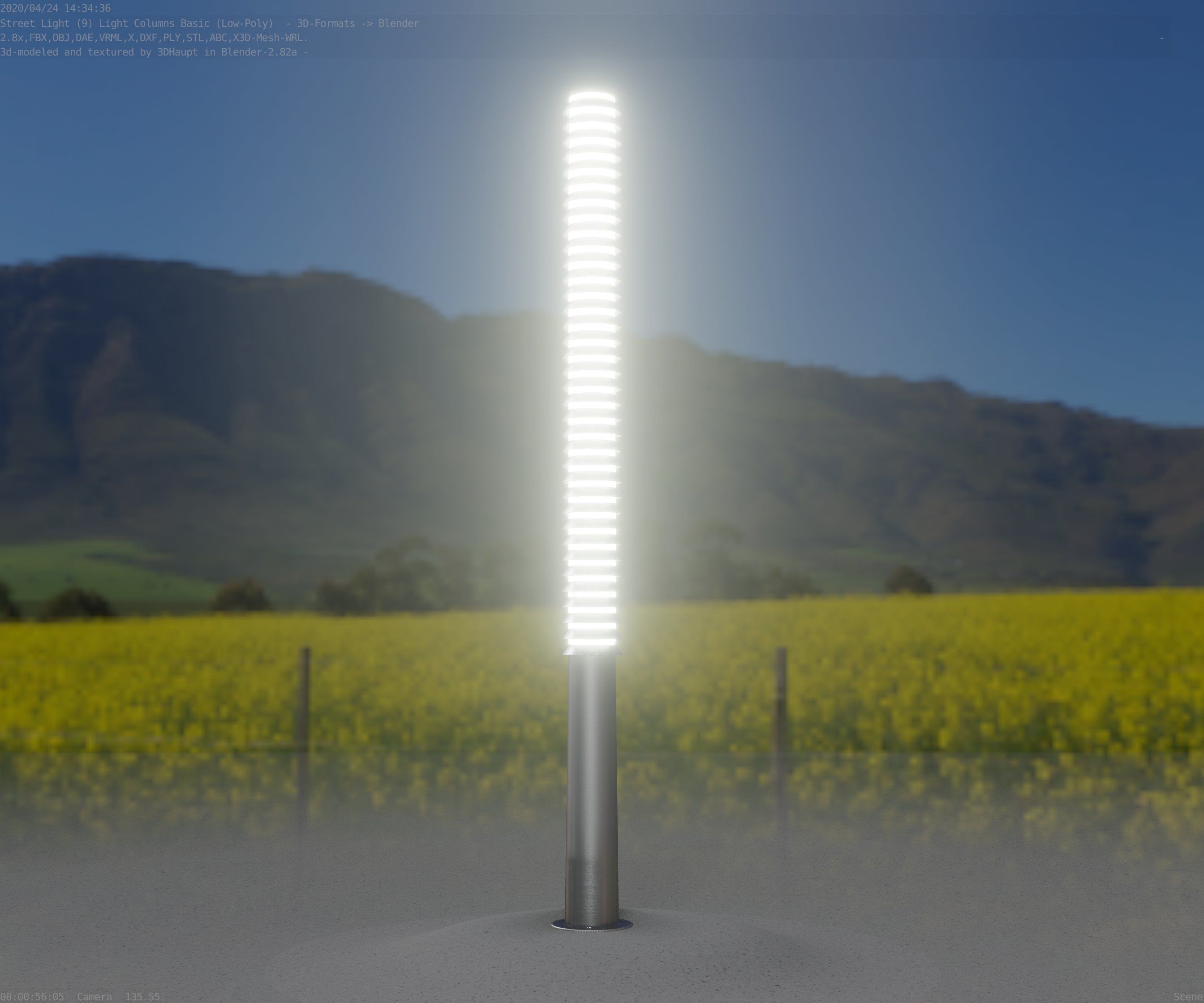 Low-Poly Basic Light Column 14 - Street Light Set-9 Low-poly 3D model_58