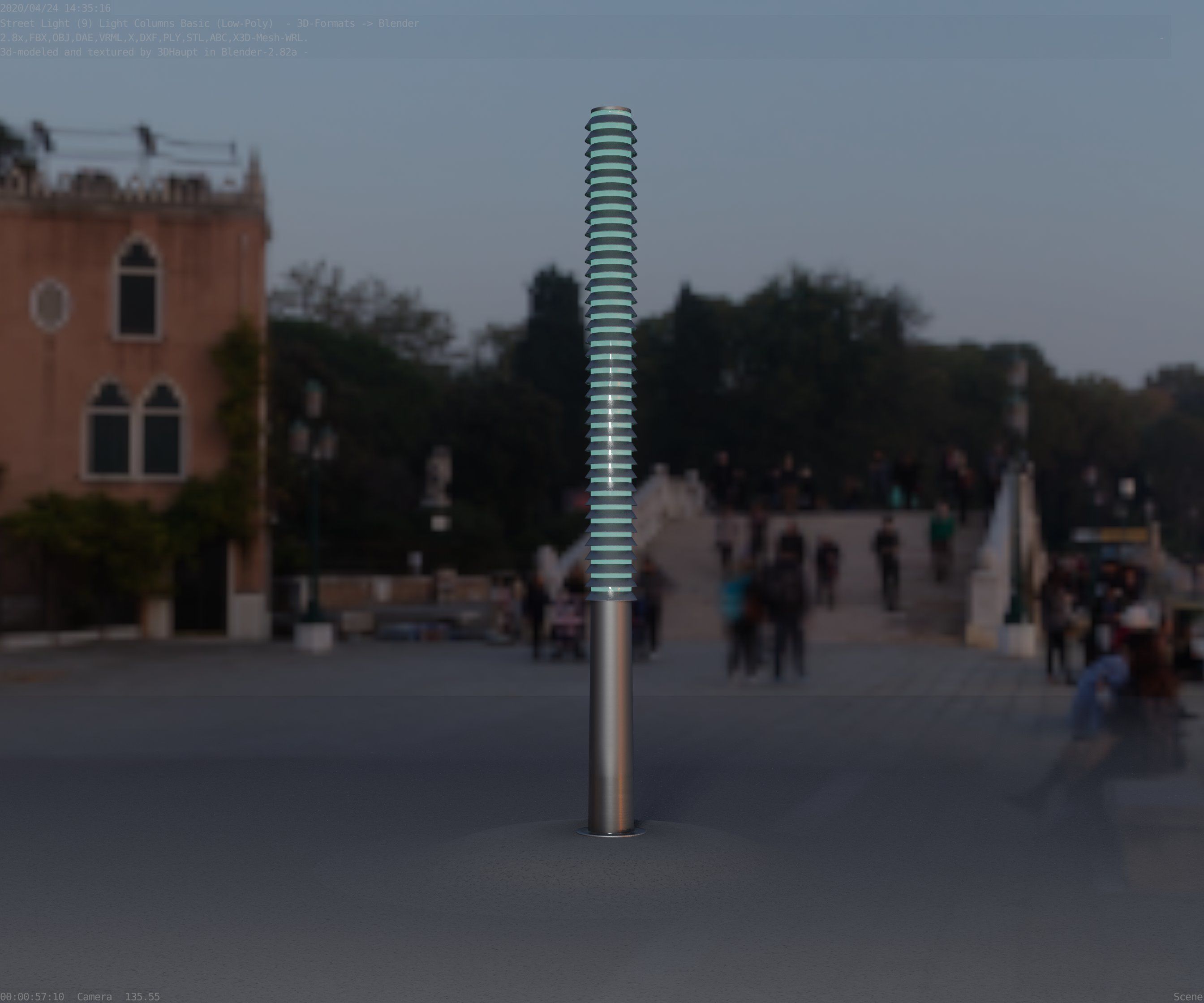 Low-Poly Basic Light Column 14 - Street Light Set-9 Low-poly 3D model_77