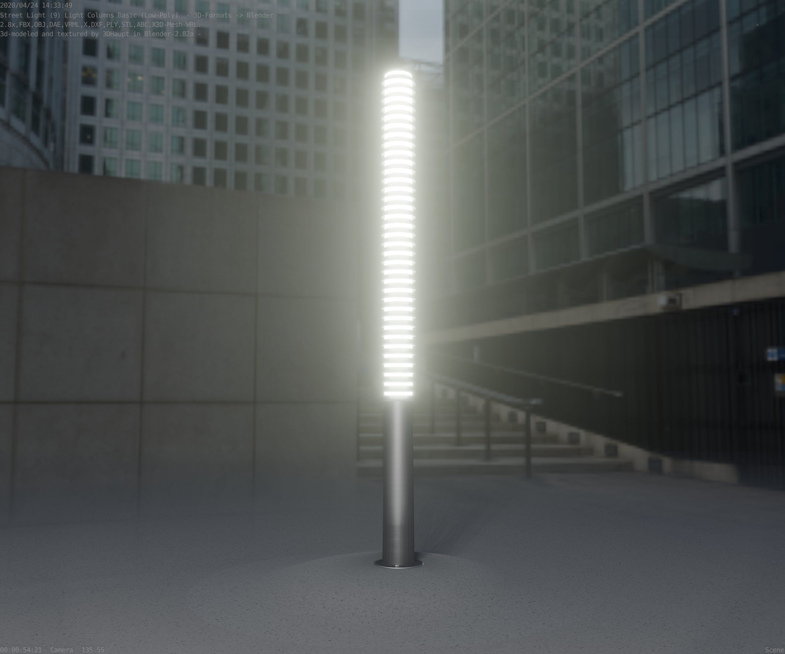 Low-Poly Basic Light Column 14 - Street Light Set-9 Low-poly 3D model_26