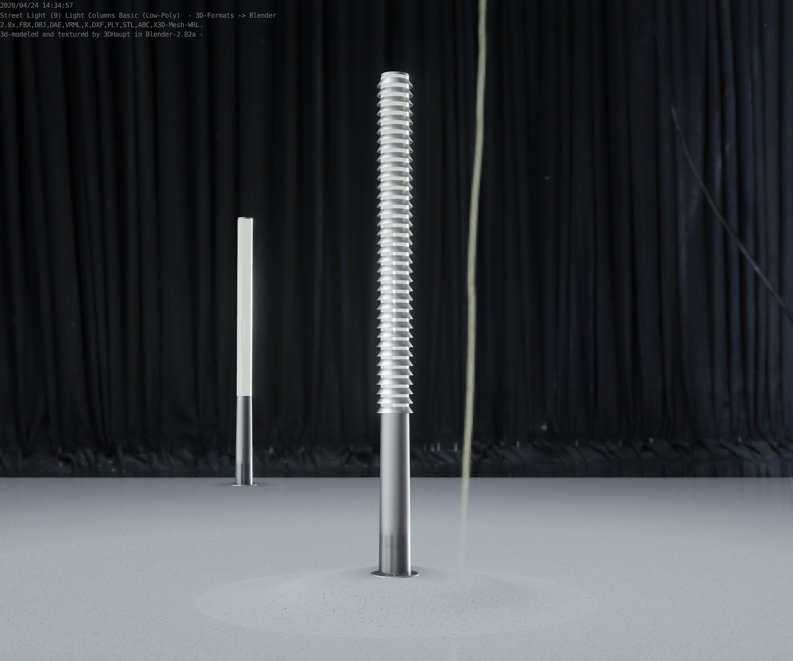 Low-Poly Basic Light Column 14 - Street Light Set-9 Low-poly 3D model_73