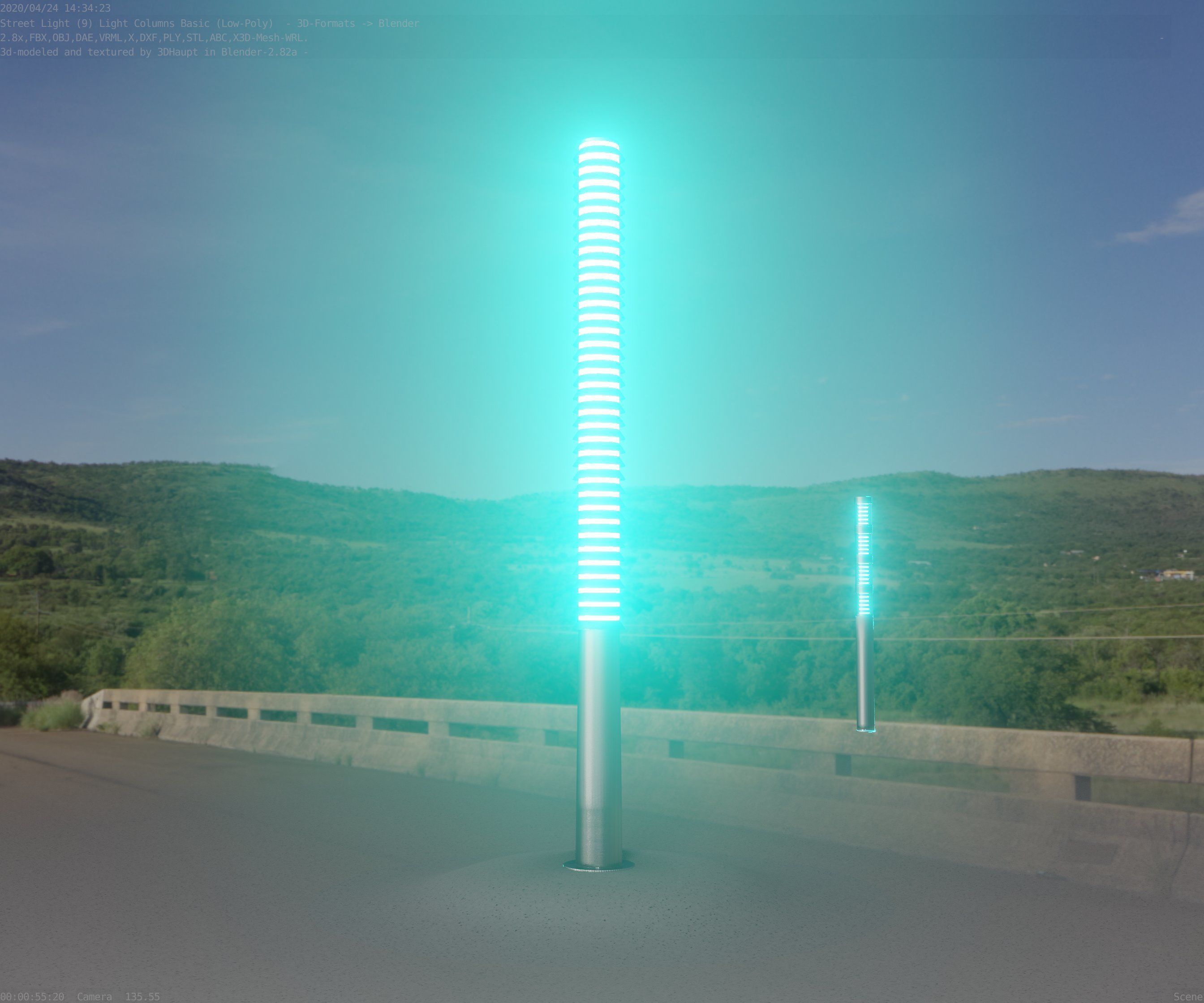 Low-Poly Basic Light Column 14 - Street Light Set-9 Low-poly 3D model_49