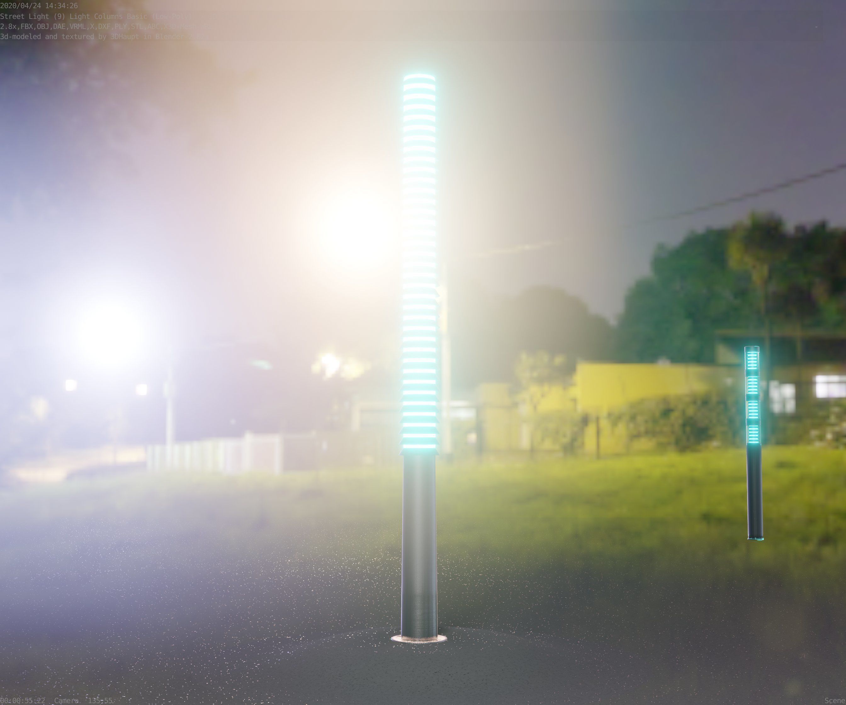 Low-Poly Basic Light Column 14 - Street Light Set-9 Low-poly 3D model_51