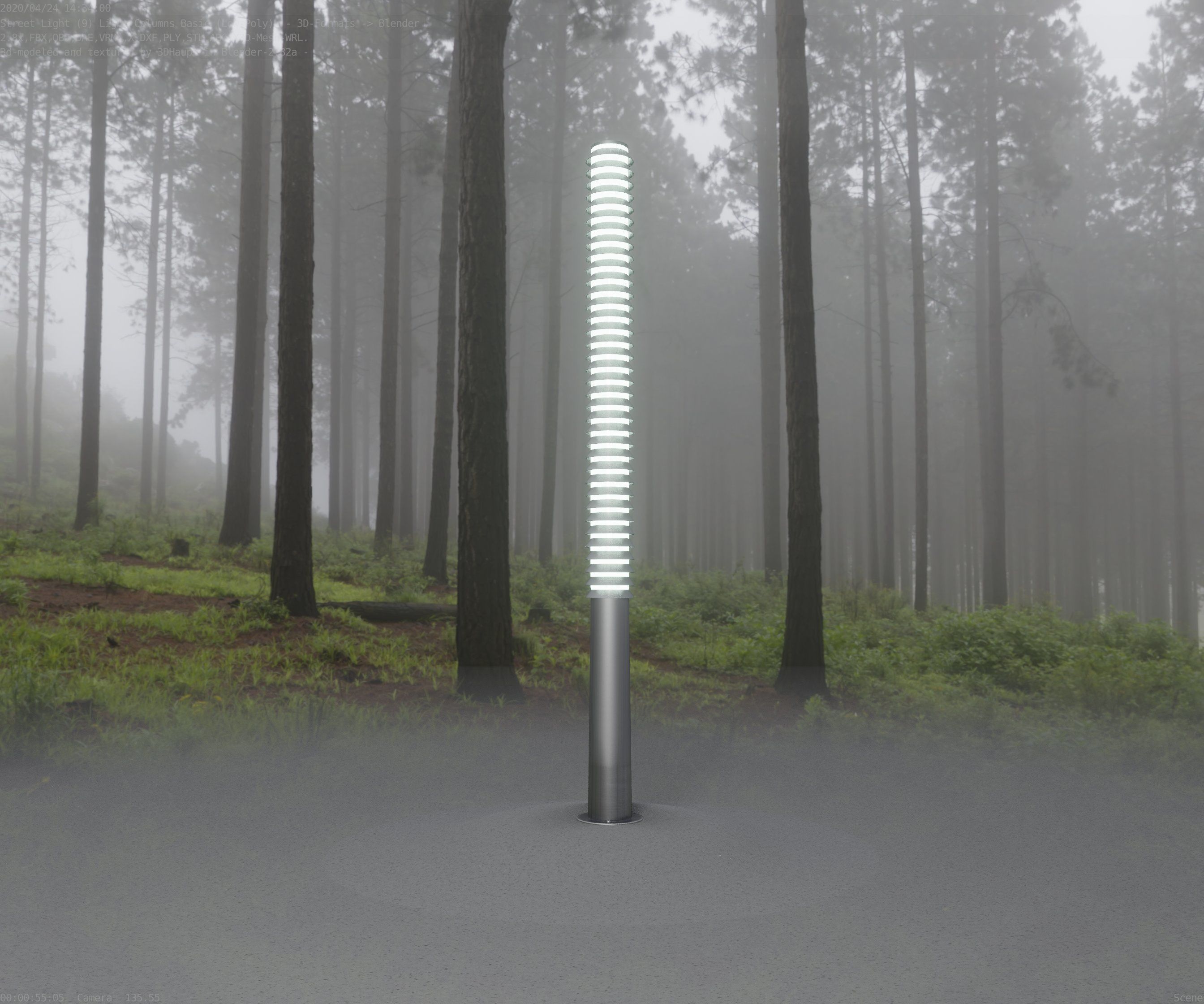 Low-Poly Basic Light Column 14 - Street Light Set-9 Low-poly 3D model_34